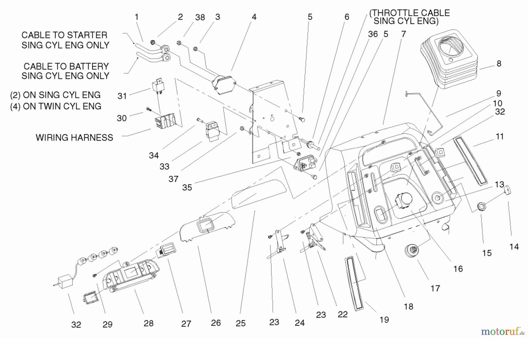  Toro Neu Mowers, Lawn & Garden Tractor Seite 1 72050 (265-H) - Toro 265-H Lawn and Garden Tractor, 2000 (200000001-200999999) DASH ASSEMBLY