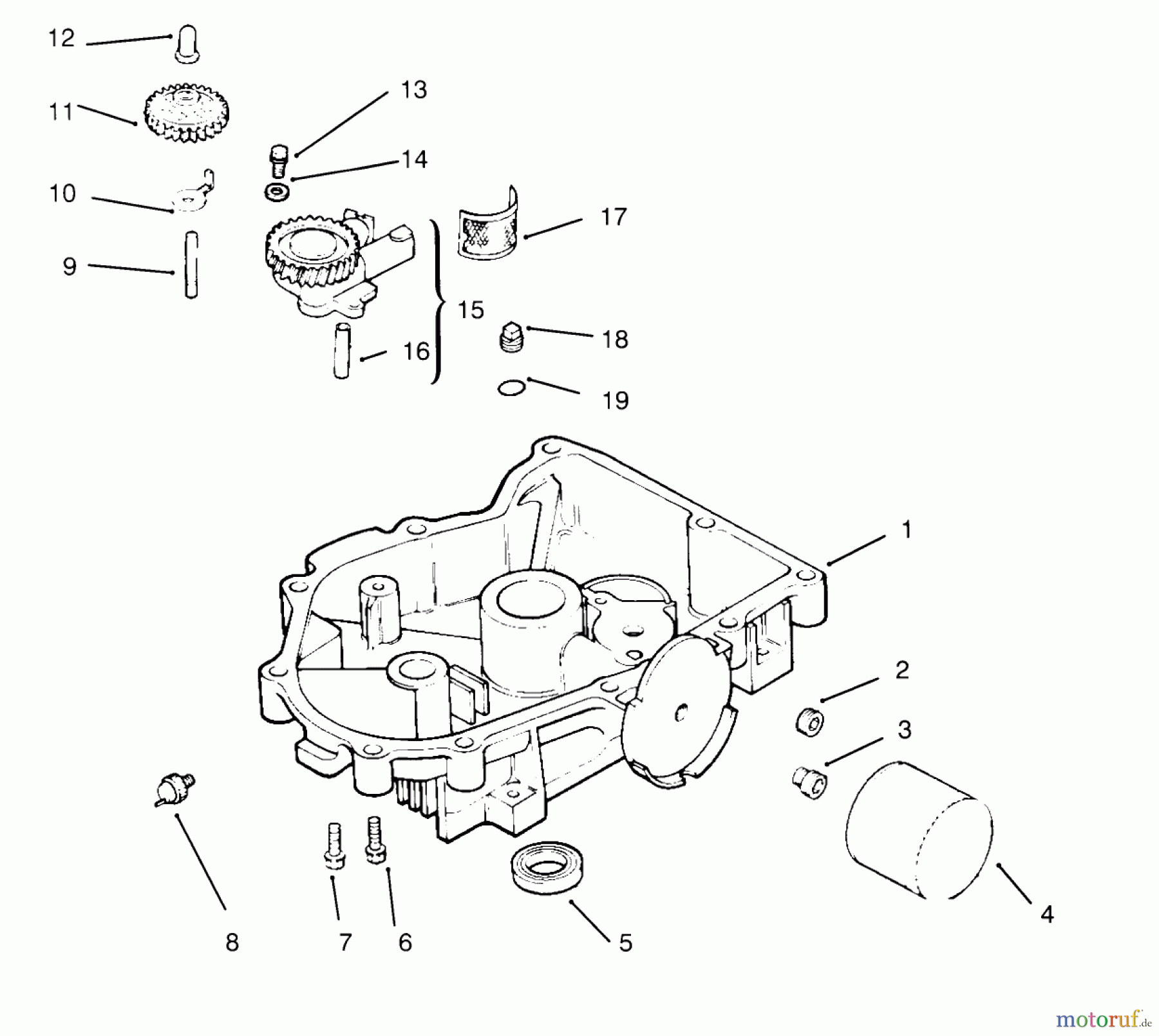  Toro Neu Mowers, Lawn & Garden Tractor Seite 1 72084 (266-H) - Toro 266-H Yard Tractor, 1996 (6900001-6999999) OIL PAN/LUBRICATION KOHLER ENGINE CV16S-PS61514