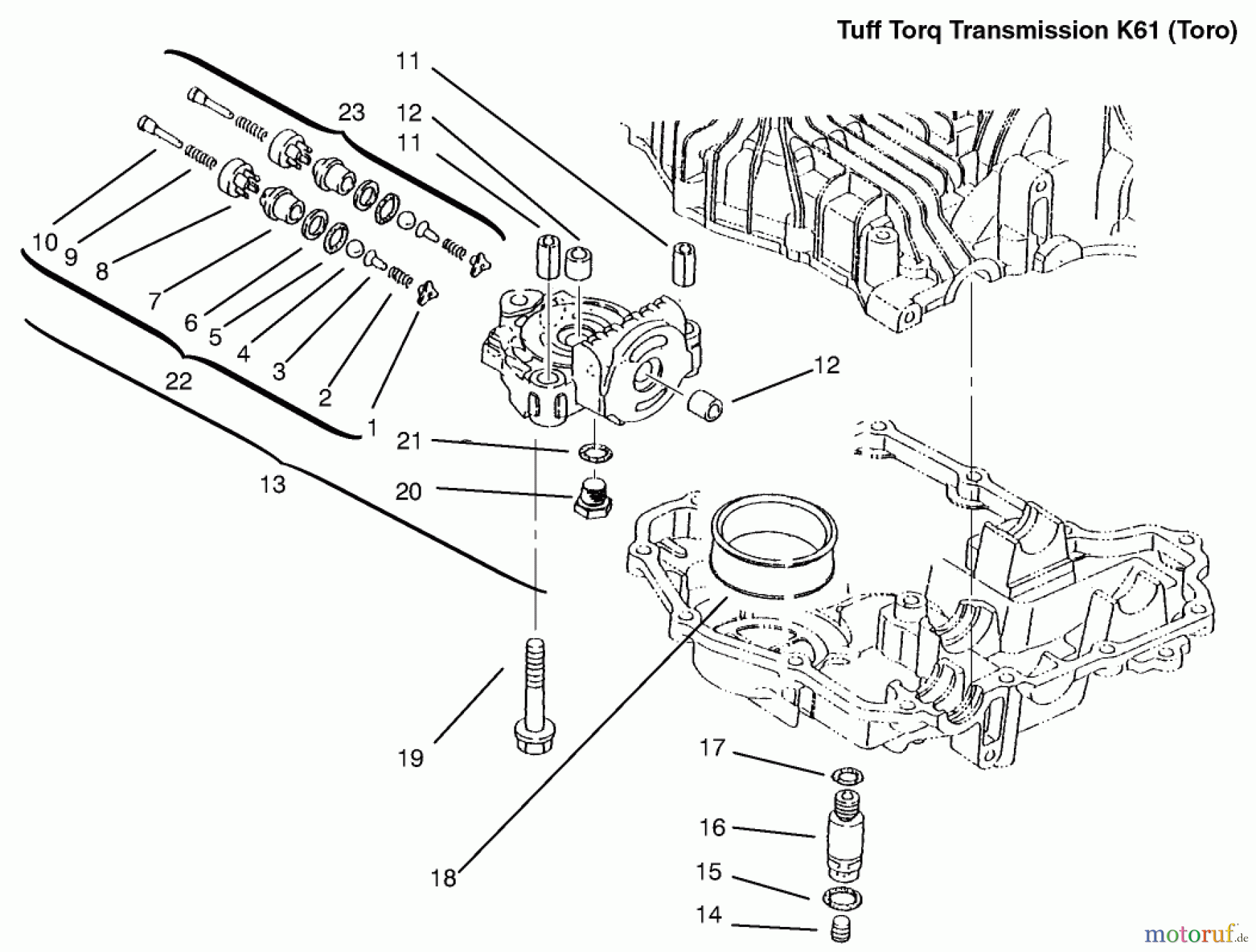  Toro Neu Mowers, Lawn & Garden Tractor Seite 1 72105 (268-H) - Toro 268-H Lawn and Garden Tractor, 1999 (9900001-9999999) CENTER CASE