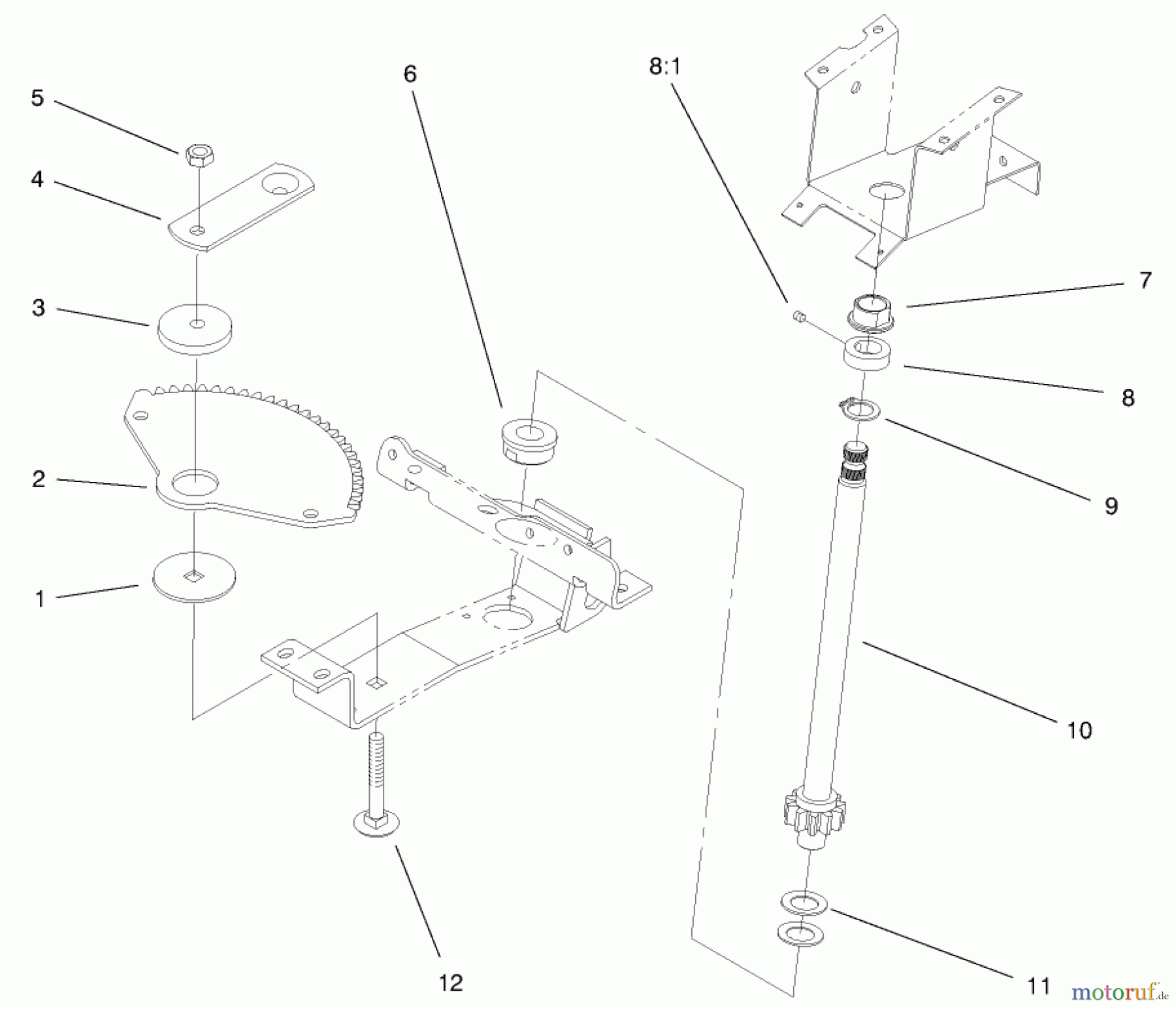  Toro Neu Mowers, Lawn & Garden Tractor Seite 1 72105 (268-H) - Toro 268-H Lawn and Garden Tractor, 1999 (9900001-9999999) LOWER STEERING ASSEMBLY