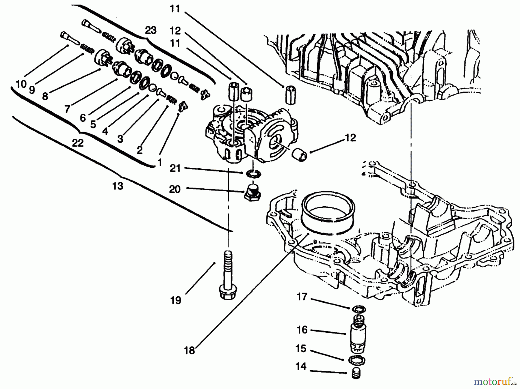  Toro Neu Mowers, Lawn & Garden Tractor Seite 1 72102 (269-H) - Toro 269-H Lawn and Garden Tractor, 1996 (6900001-6999999) CENTER CASE