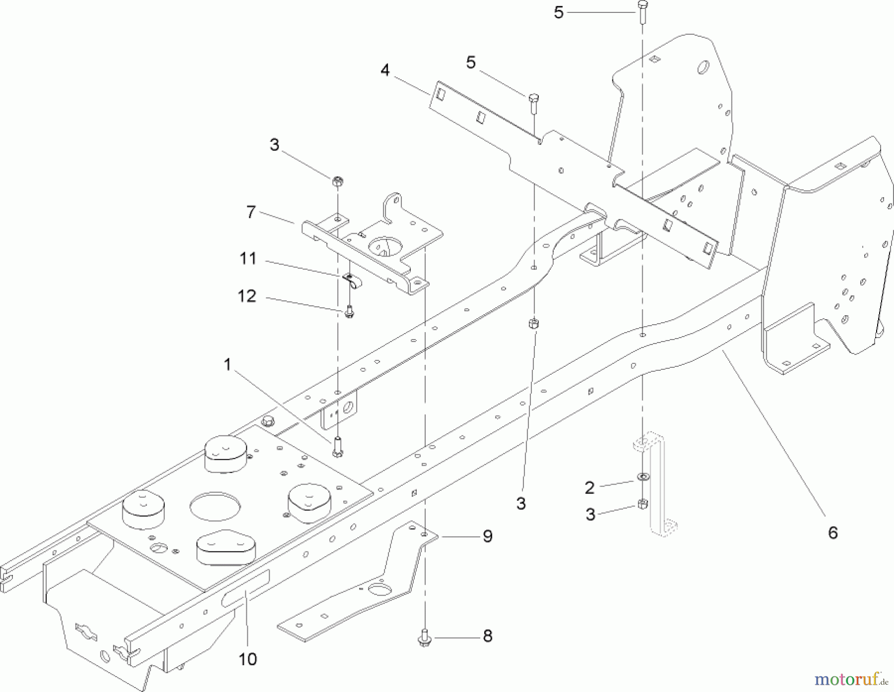  Toro Neu Mowers, Lawn & Garden Tractor Seite 1 72200 (410) - Toro 410 Garden Tractor, 2005 (250000001-250999999) FRAME ASSEMBLY