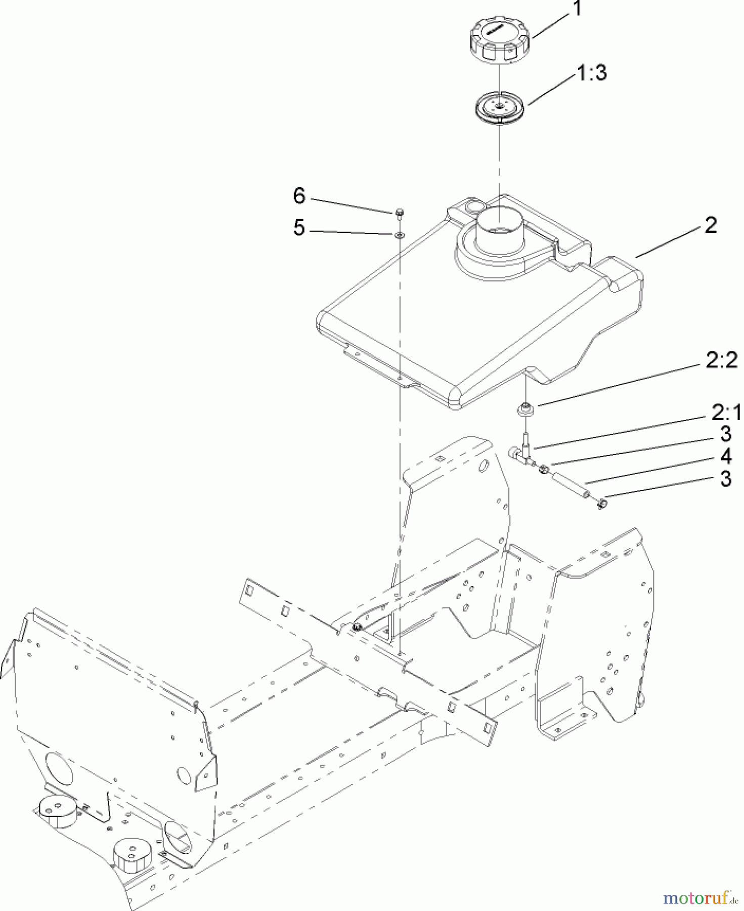  Toro Neu Mowers, Lawn & Garden Tractor Seite 1 72200 (410) - Toro 410 Garden Tractor, 2005 (250000001-250999999) FUEL TANK ASSEMBLY