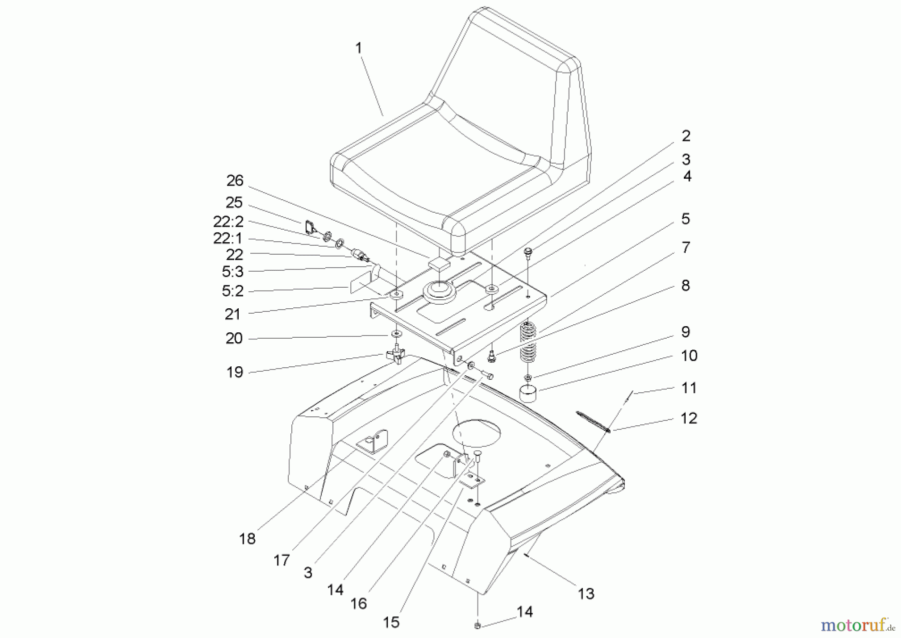  Toro Neu Mowers, Lawn & Garden Tractor Seite 1 72200 (410) - Toro 410 Garden Tractor, 2005 (250000001-250999999) SEAT ASSEMBLY