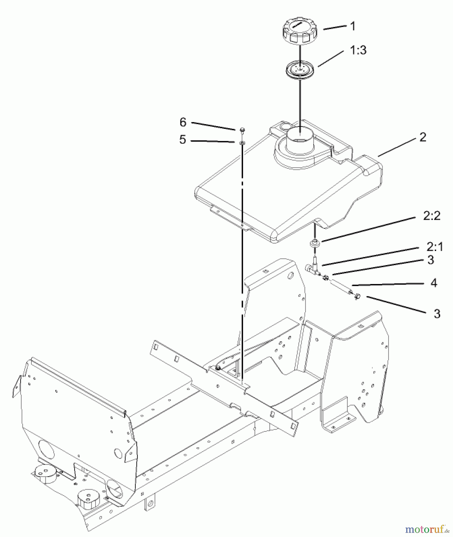  Toro Neu Mowers, Lawn & Garden Tractor Seite 1 72200 (416XT) - Toro 416XT Garden Tractor, 2003 (230000001-230999999) FUEL TANK ASSEMBLY