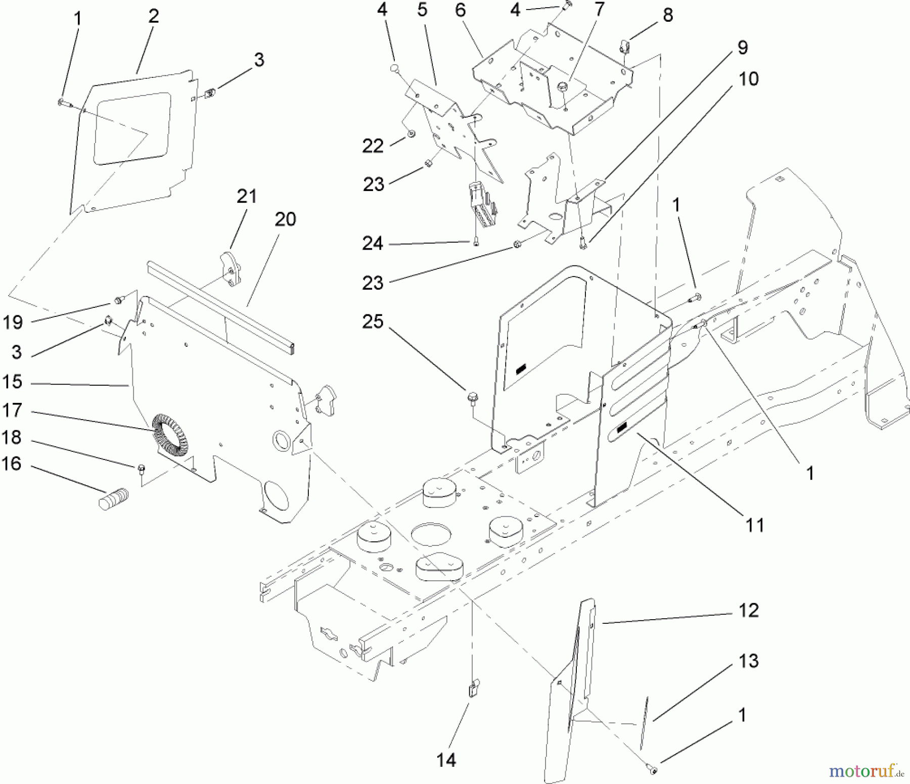  Toro Neu Mowers, Lawn & Garden Tractor Seite 1 72201 (420) - Toro 420 Garden Tractor, 2005 (250000001-250999999) HOODSTAND AND FIREWALL ASSEMBLY