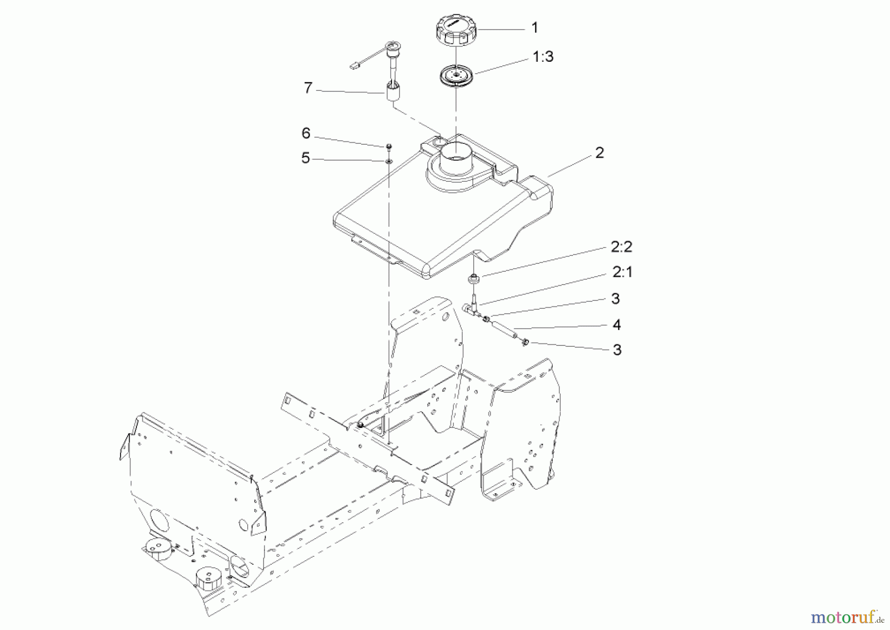  Toro Neu Mowers, Lawn & Garden Tractor Seite 1 72202 (430) - Toro 430 Garden Tractor, 2005 (250000001-250999999) FUEL TANK ASSEMBLY