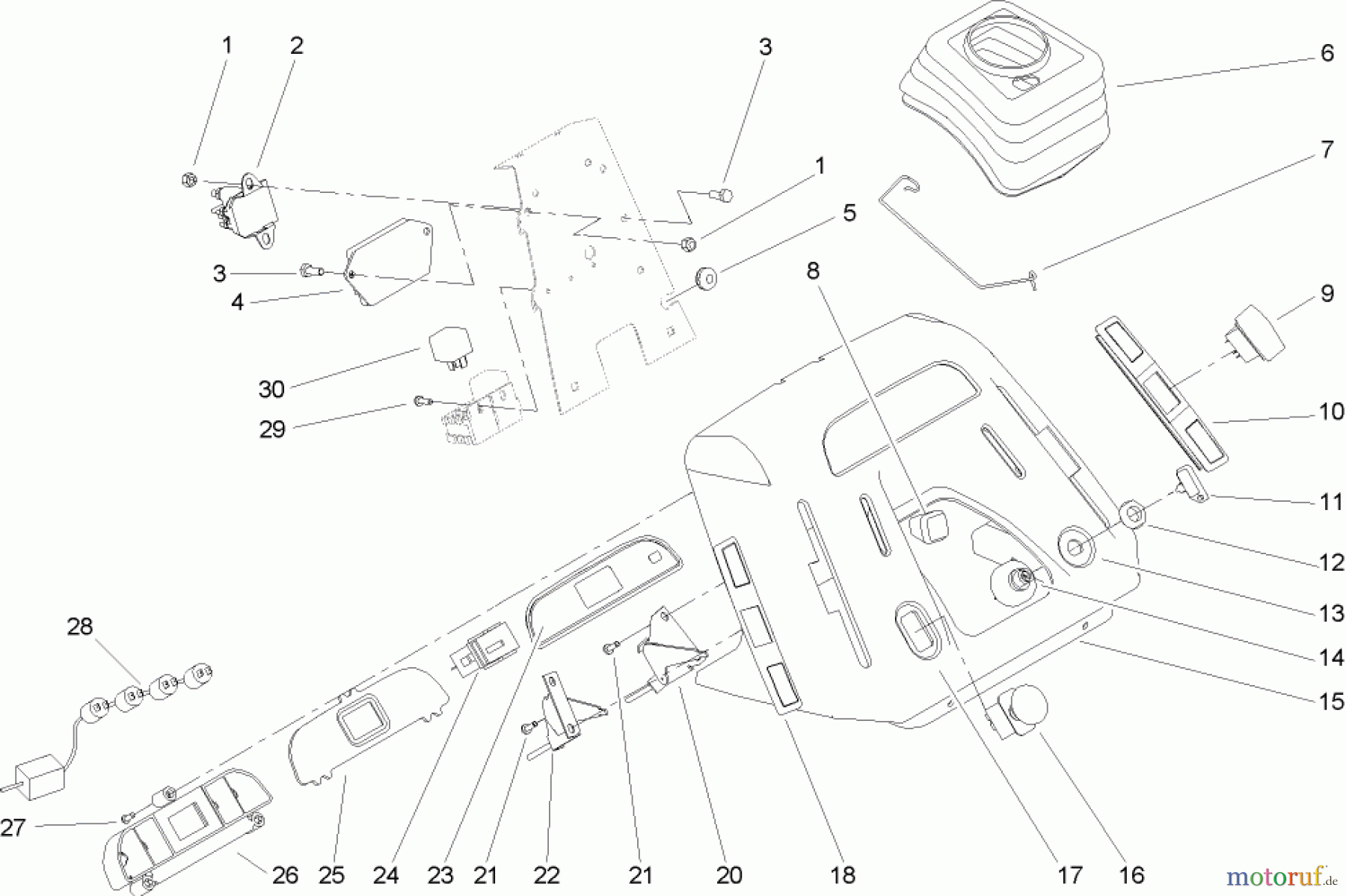  Toro Neu Mowers, Lawn & Garden Tractor Seite 1 72211 (420) - Toro 420 Garden Tractor, 2005 (250000001-250999999) DASH ASSEMBLY