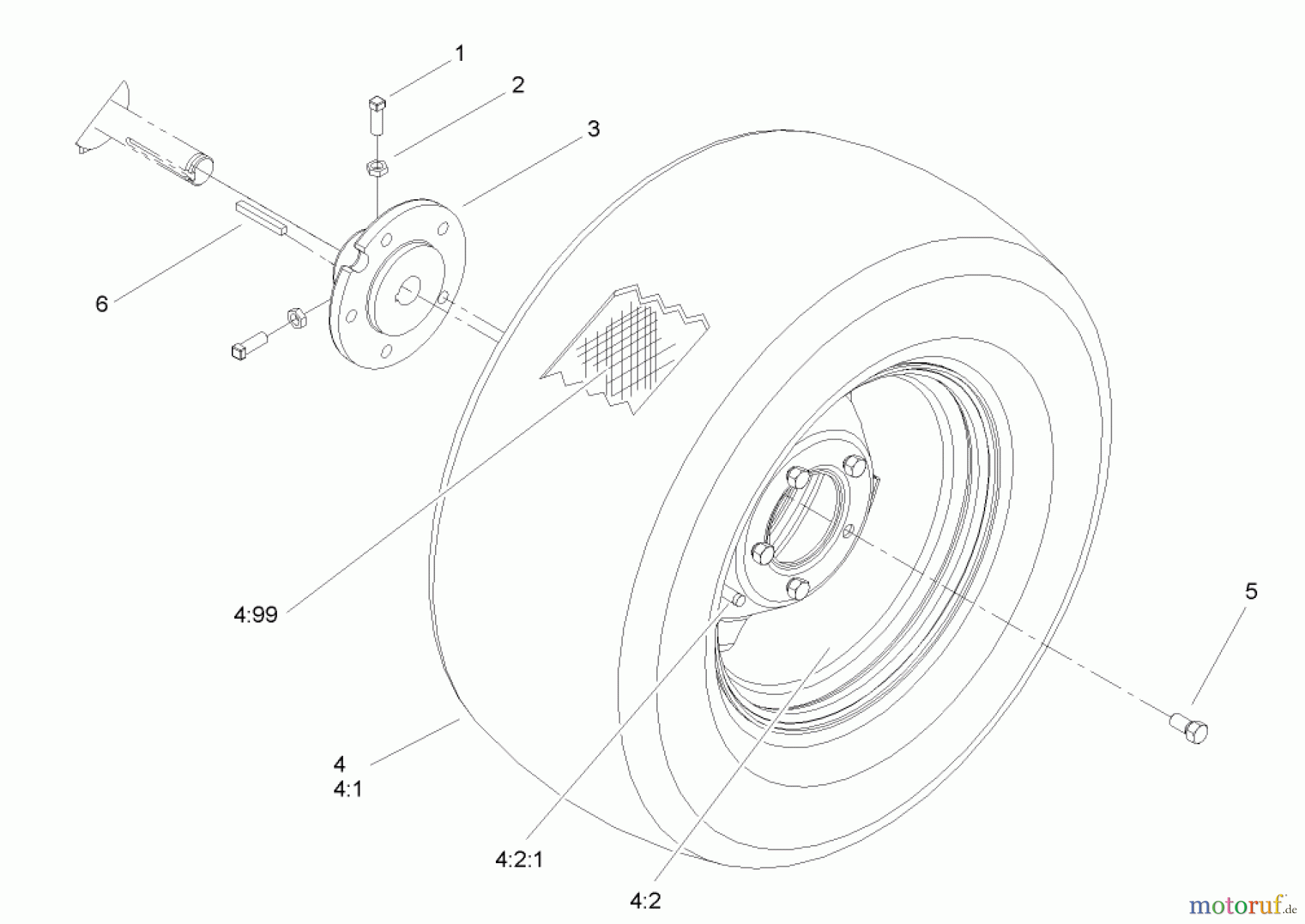  Toro Neu Mowers, Lawn & Garden Tractor Seite 1 72211 (420) - Toro 420 Garden Tractor, 2006 (260000001-260999999) REAR WHEEL ASSEMBLY