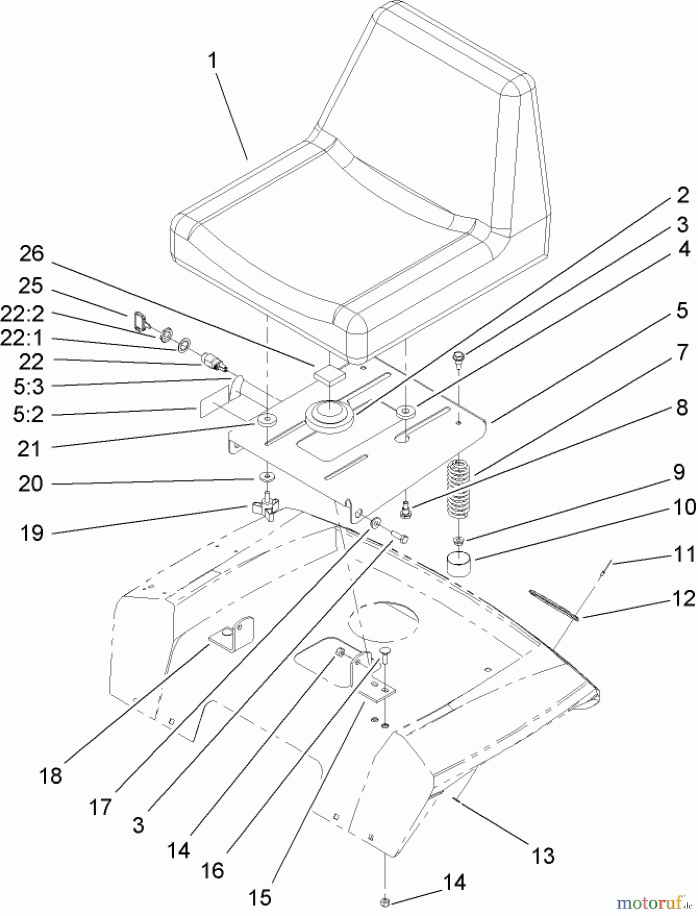  Toro Neu Mowers, Lawn & Garden Tractor Seite 1 72211 (420) - Toro 420 Garden Tractor, 2006 (260000001-260999999) SEAT ASSEMBLY