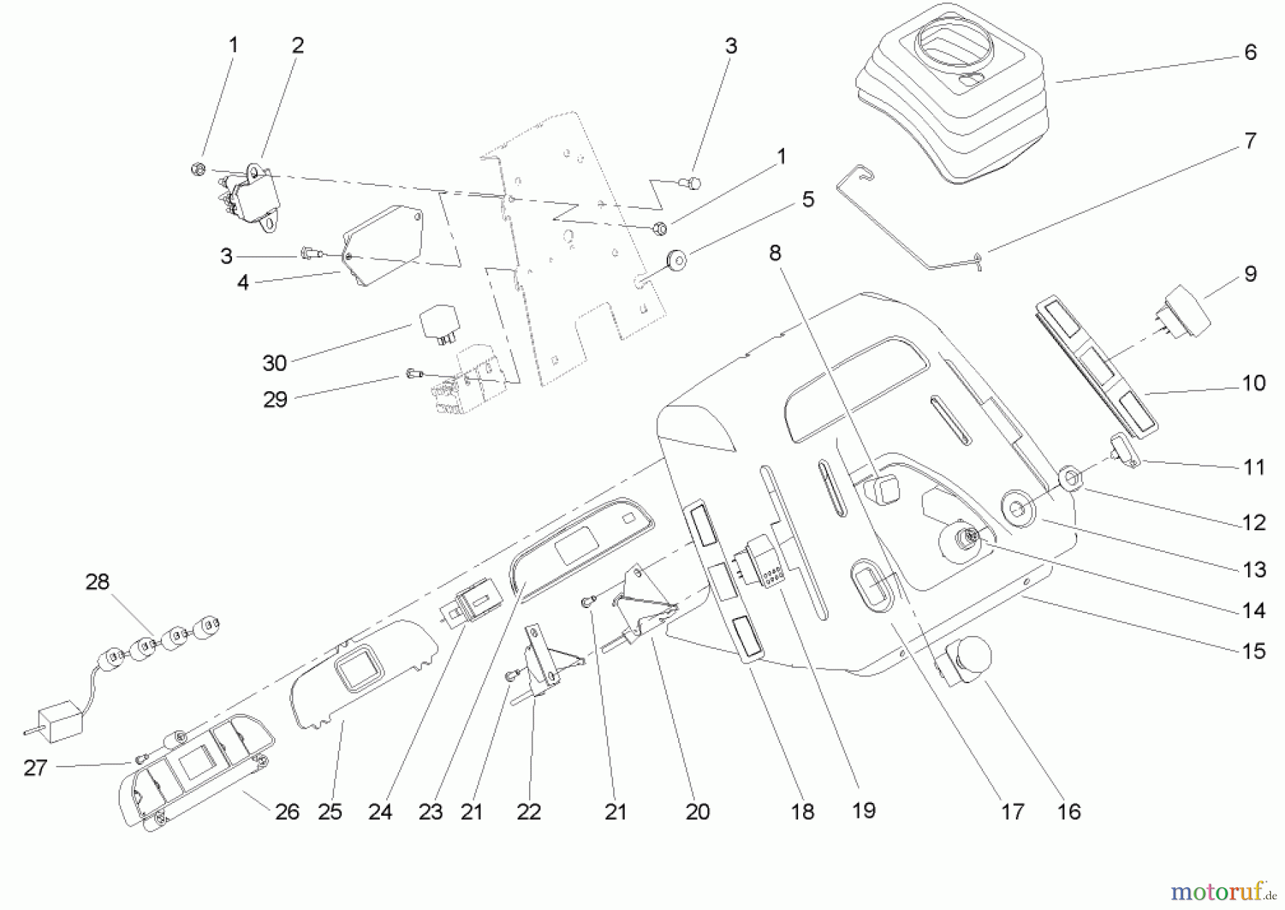  Toro Neu Mowers, Lawn & Garden Tractor Seite 1 72212 (430) - Toro 430 Garden Tractor, 2006 (260000001-260999999) DASH ASSEMBLY