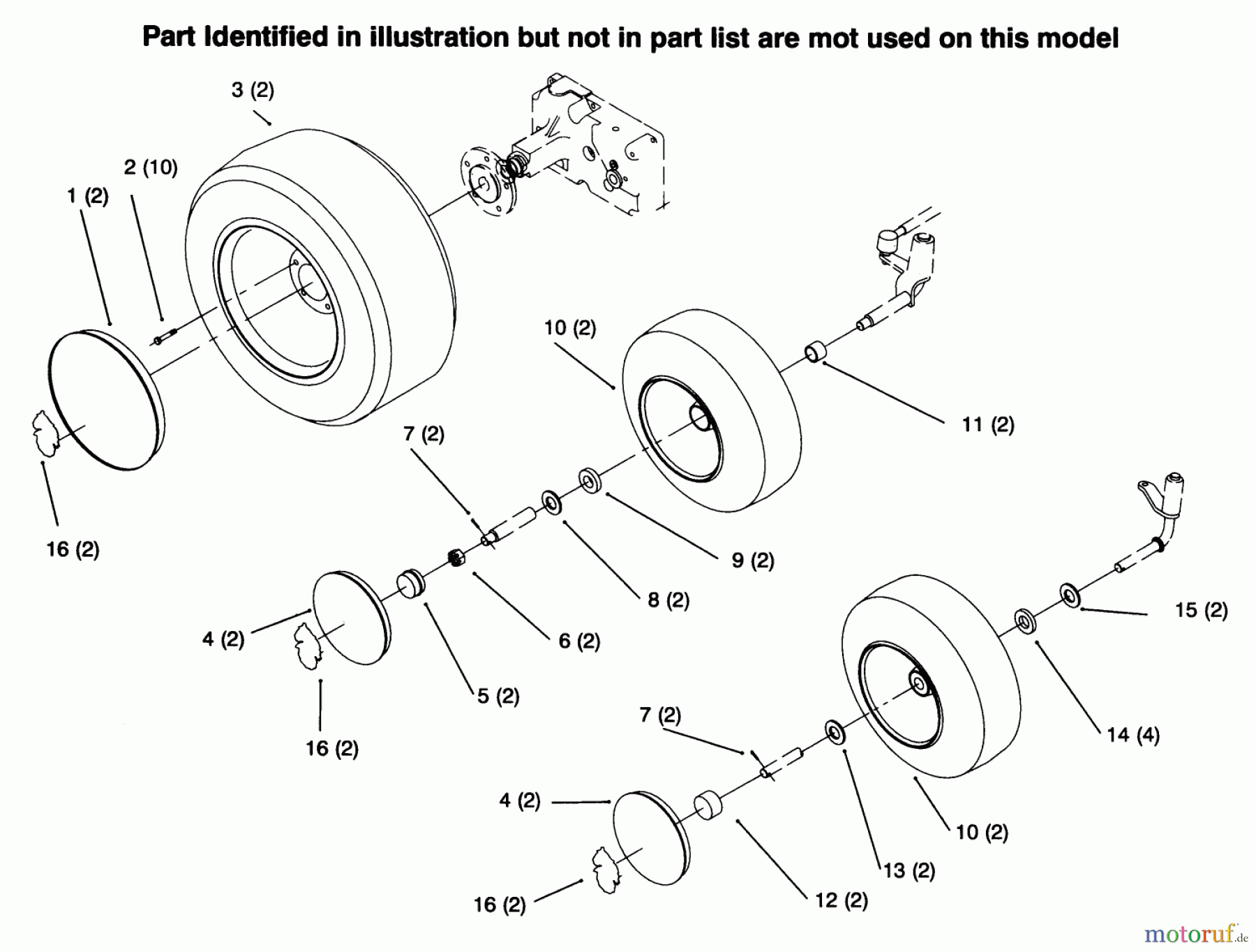  Toro Neu Mowers, Lawn & Garden Tractor Seite 1 73363 (312-8) - Toro 312-8 Garden Tractor, 1996 (6900001-6999999) WHEELS AND TIRES