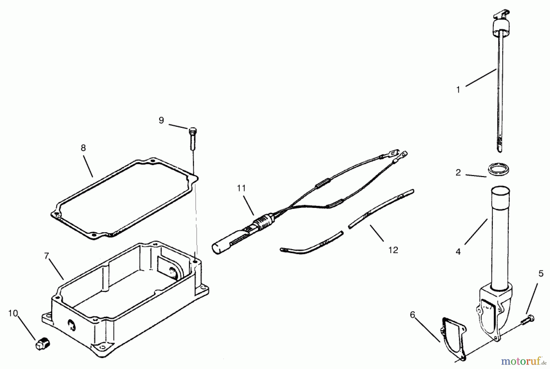  Toro Neu Mowers, Lawn & Garden Tractor Seite 1 73363 (312-8) - Toro 312-8 Garden Tractor, 1997 (7900001-7999999) OIL PAN AND DIPSTICK