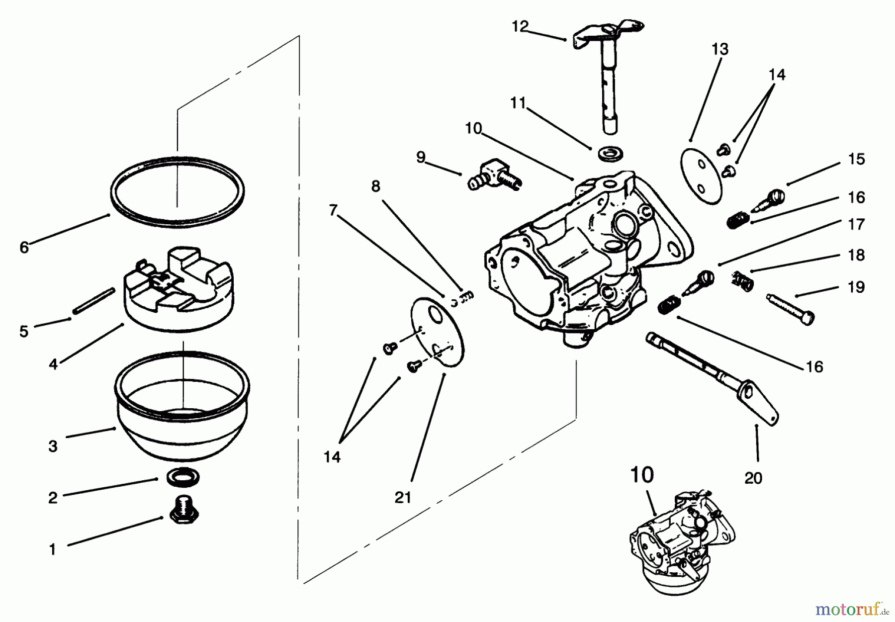  Toro Neu Mowers, Lawn & Garden Tractor Seite 1 73380 (312-8) - Toro 312-8 Garden Tractor, 1994 (4900001-4999999) CARBURETOR