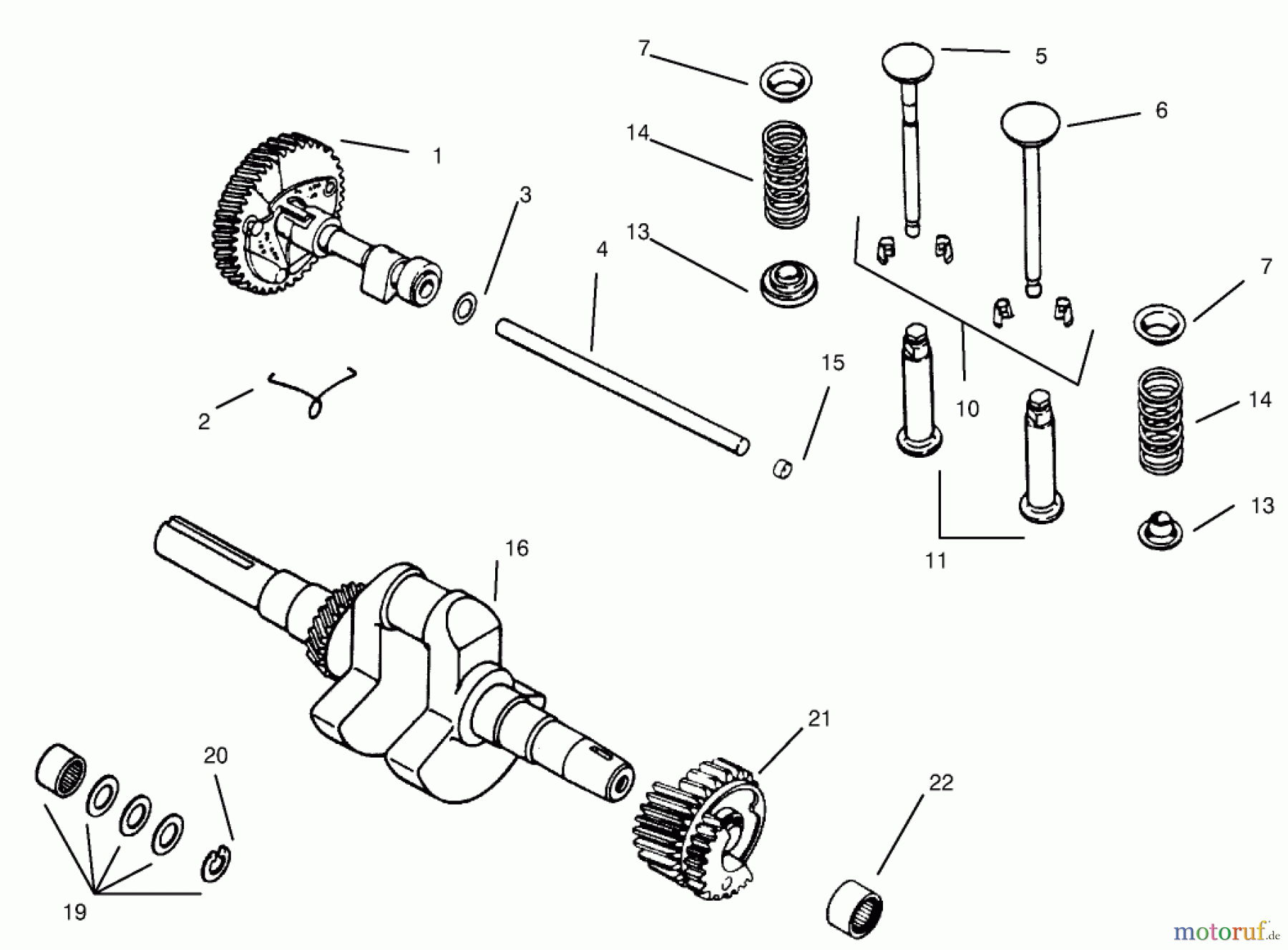  Toro Neu Mowers, Lawn & Garden Tractor Seite 1 73403 (314-H) - Toro 314-H Garden Tractor, 1996 (6900001-6999999) CAMSHAFT & CRANKSHAFT KOHLER MODEL MS14S-TS601559