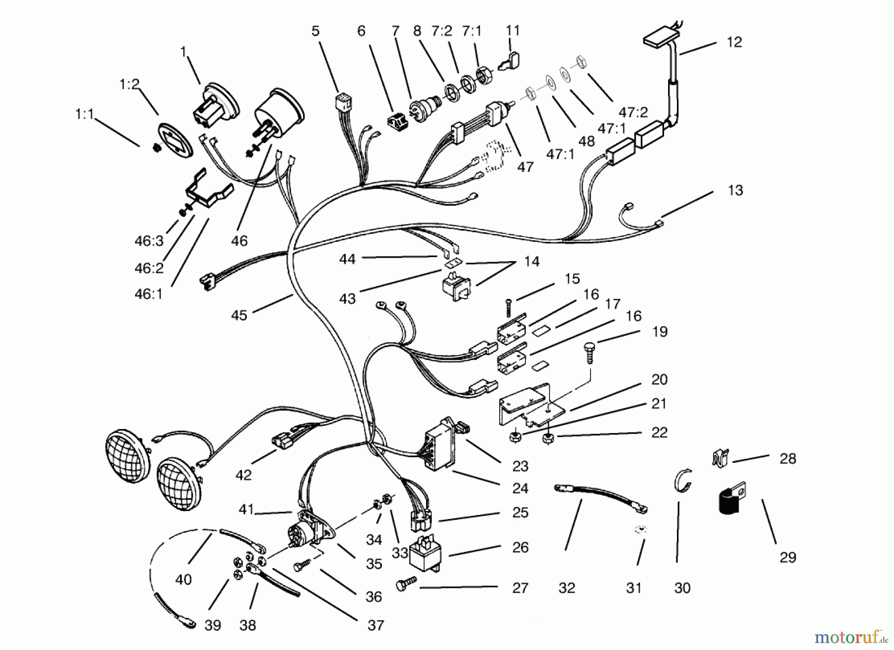  Toro Neu Mowers, Lawn & Garden Tractor Seite 1 73403 (314-H) - Toro 314-H Garden Tractor, 1997 (7900001-7999999) 314-H WIRE HARNESS ATTACHMENT & COMPONENT-S