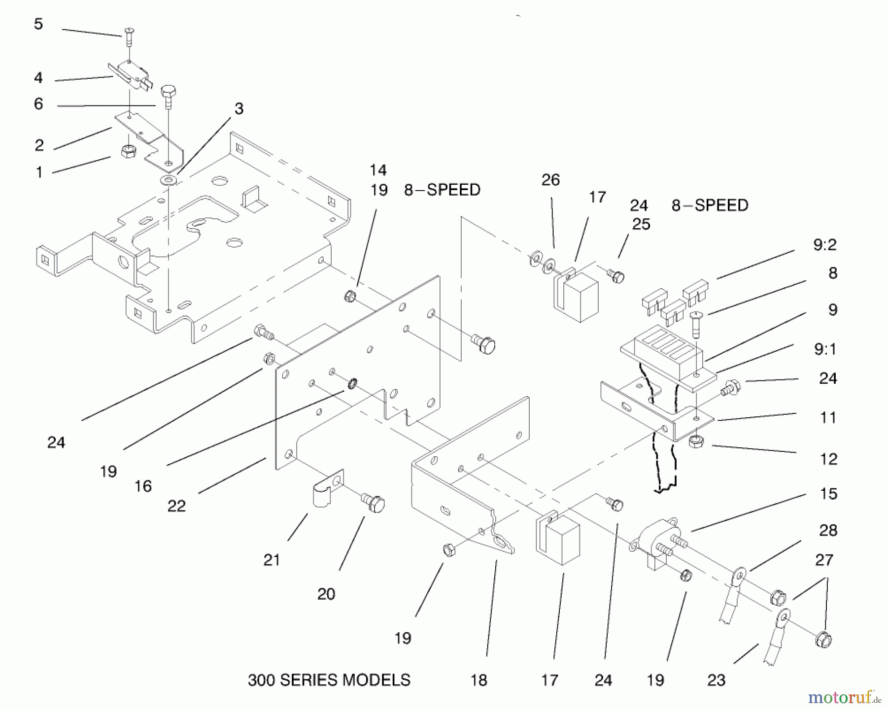  Toro Neu Mowers, Lawn & Garden Tractor Seite 1 73403 (314-H) - Toro 314-H Garden Tractor, 1997 (7900001-7999999) HOODSTAND ELECTRICAL HOUSING & WIRE HARNESS