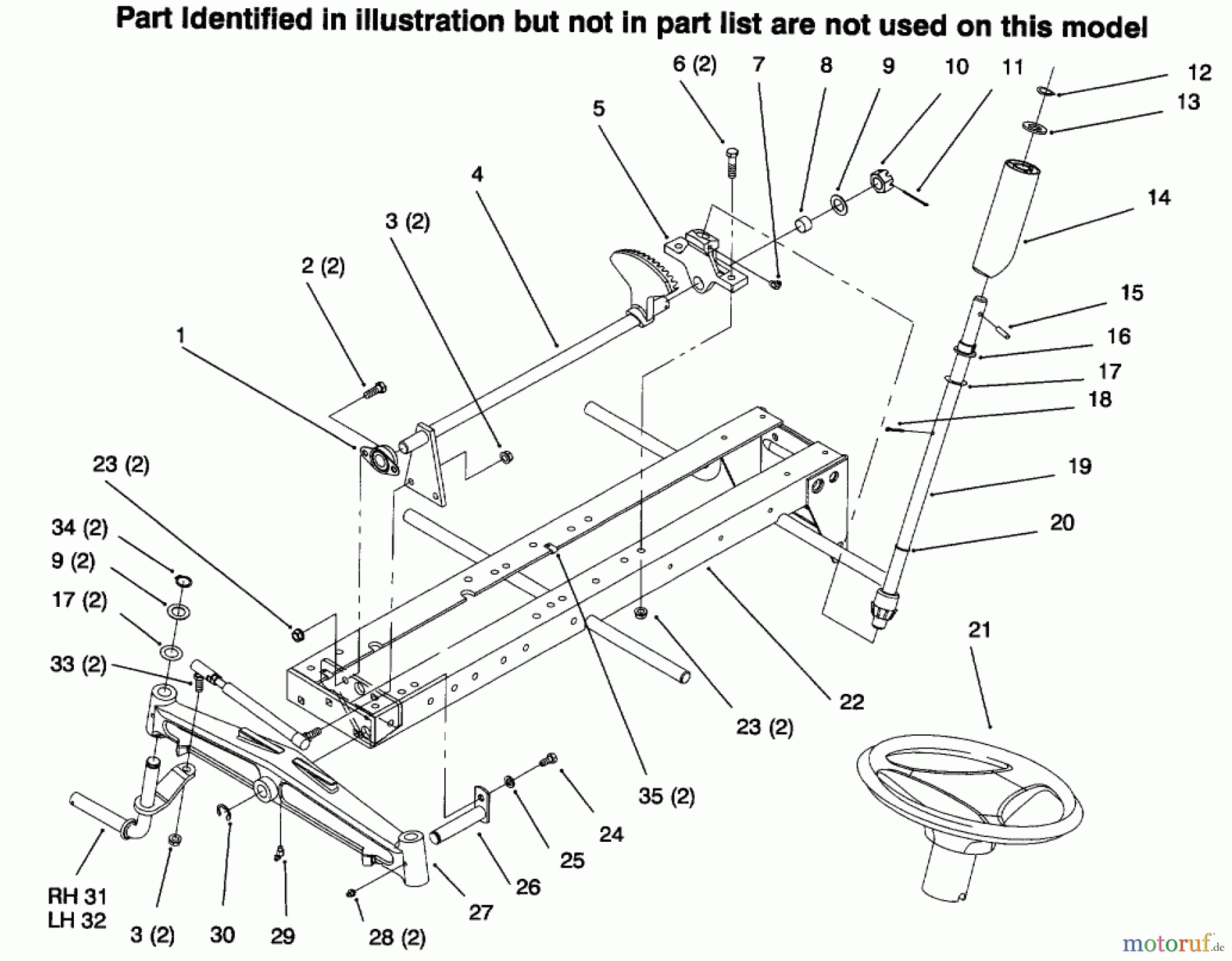  Toro Neu Mowers, Lawn & Garden Tractor Seite 1 73422 (416-8) - Toro 416-8 Garden Tractor, 1996 (6900001-6999999) FRAME STEERING