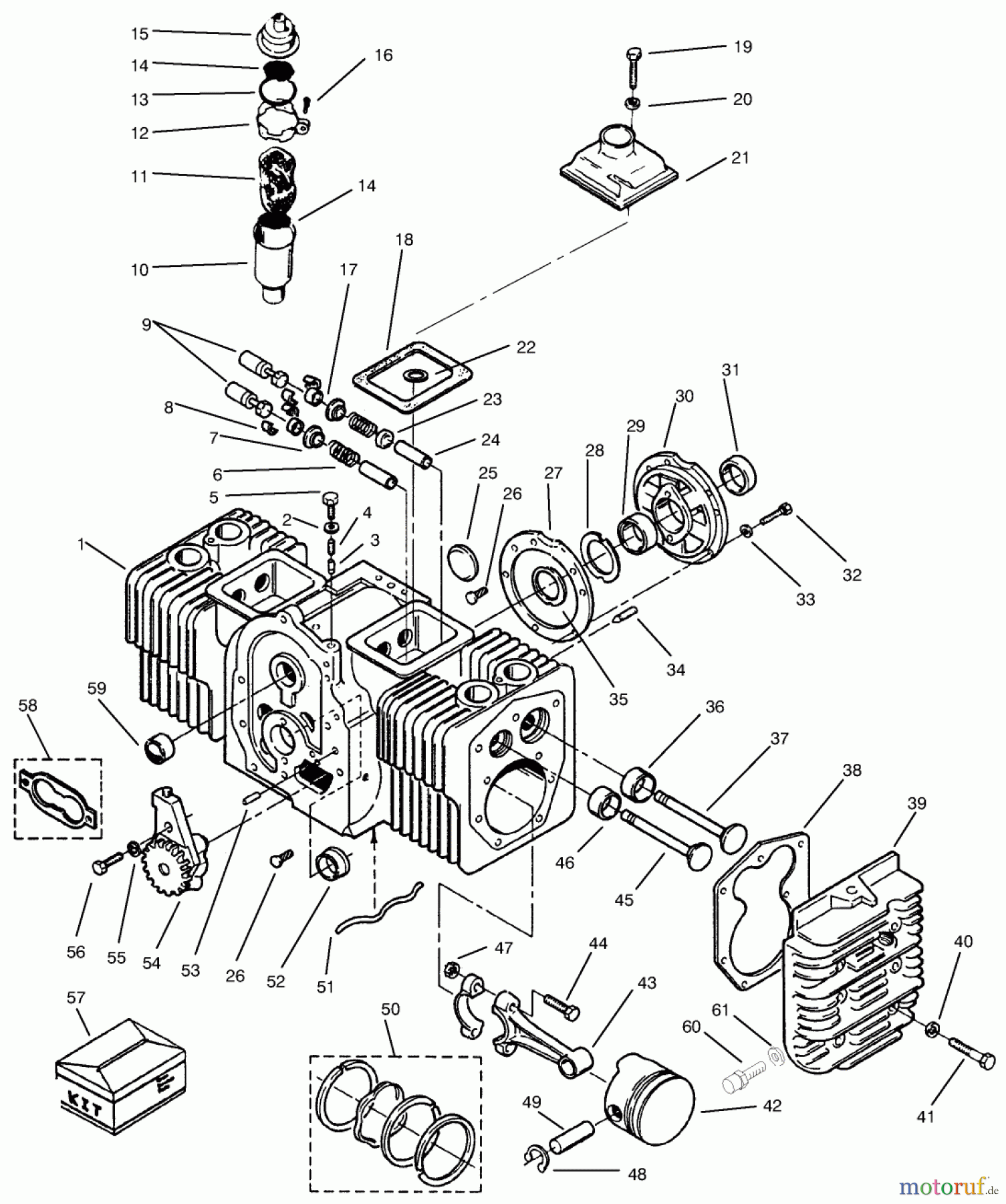  Toro Neu Mowers, Lawn & Garden Tractor Seite 1 73423 (416-H) - Toro 416-H Garden Tractor, 1997 (7900001-7999999) ENGINE CYLINDER BLOCK