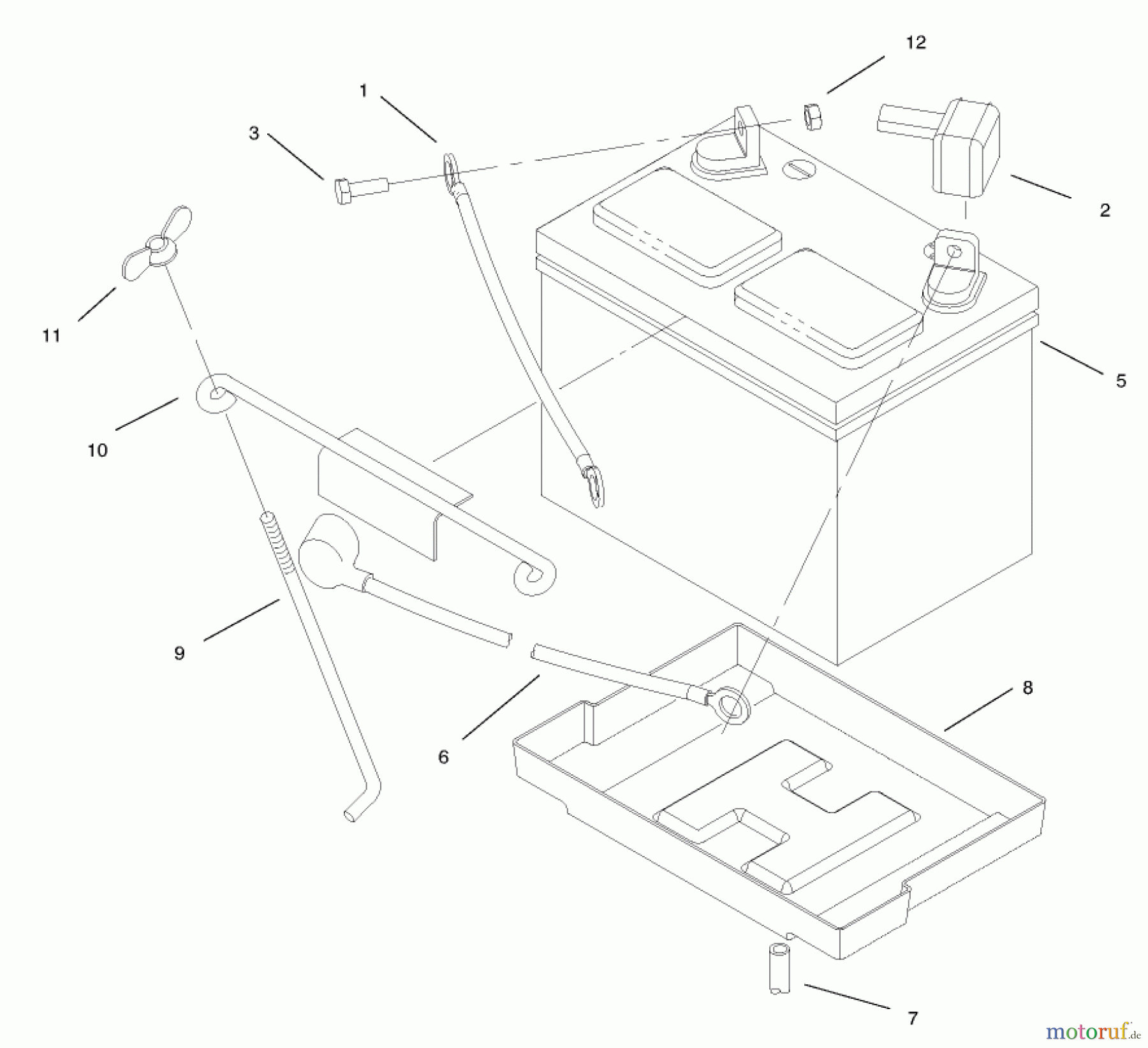  Toro Neu Mowers, Lawn & Garden Tractor Seite 1 73428 (312-8) - Toro 312-8 Garden Tractor, 1998 (8900001-8900499) BATTERY ASSEMBLY