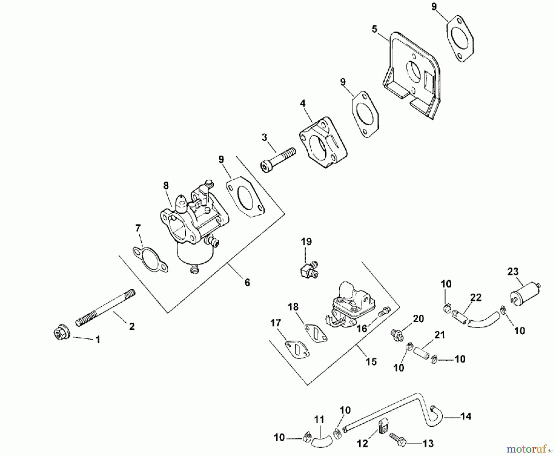  Toro Neu Mowers, Lawn & Garden Tractor Seite 1 73429 (312-8) - Toro 312-8 Garden Tractor, 2000 (200000001-200999999) CARBURETOR & FUEL PUMP (MODEL 73449 ONLY)