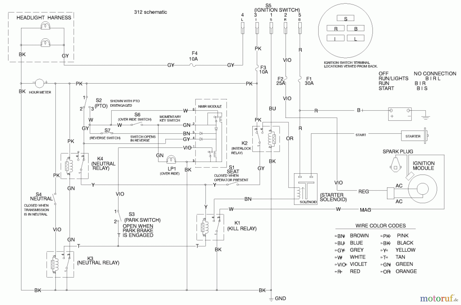  Toro Neu Mowers, Lawn & Garden Tractor Seite 1 73429 (312-8) - Toro 312-8 Garden Tractor, 2000 (200000001-200999999) ELECTRICAL SCHEMATIC (MODEL 73429 ONLY)