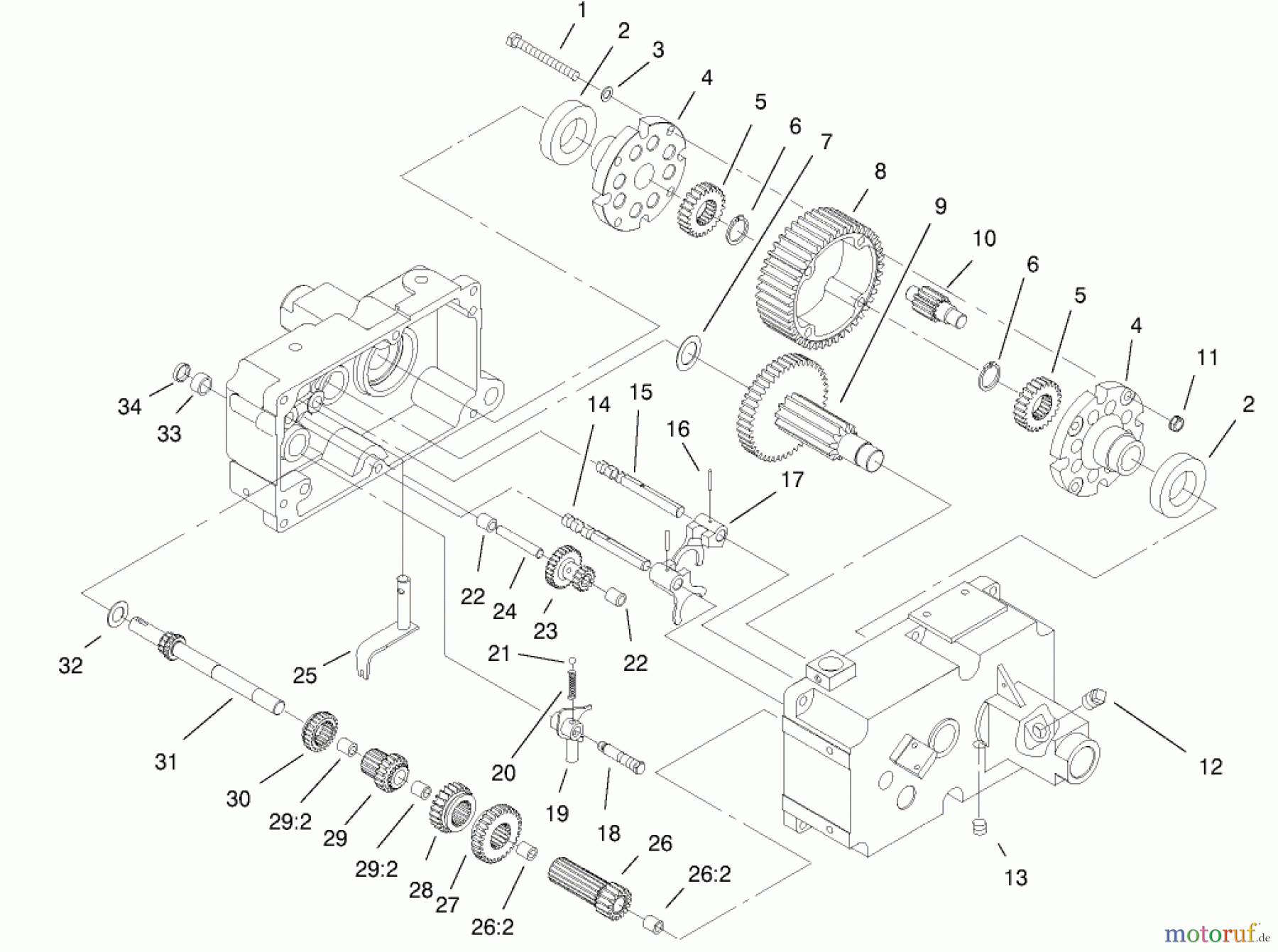  Toro Neu Mowers, Lawn & Garden Tractor Seite 1 73449 (314-8) - Toro 314-8 Garden Tractor, 2000 (200000001-200999999) TRANSMISSION 8-SPEED 8 PINION (MODEL 73449 ONLY) #2