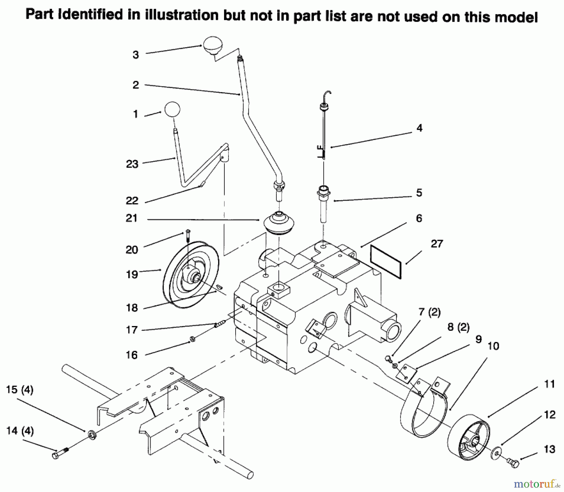  Toro Neu Mowers, Lawn & Garden Tractor Seite 1 73441 (416-8) - Toro 416-8 Garden Tractor, 1996 (69000001-69999999) TRANSMISSION