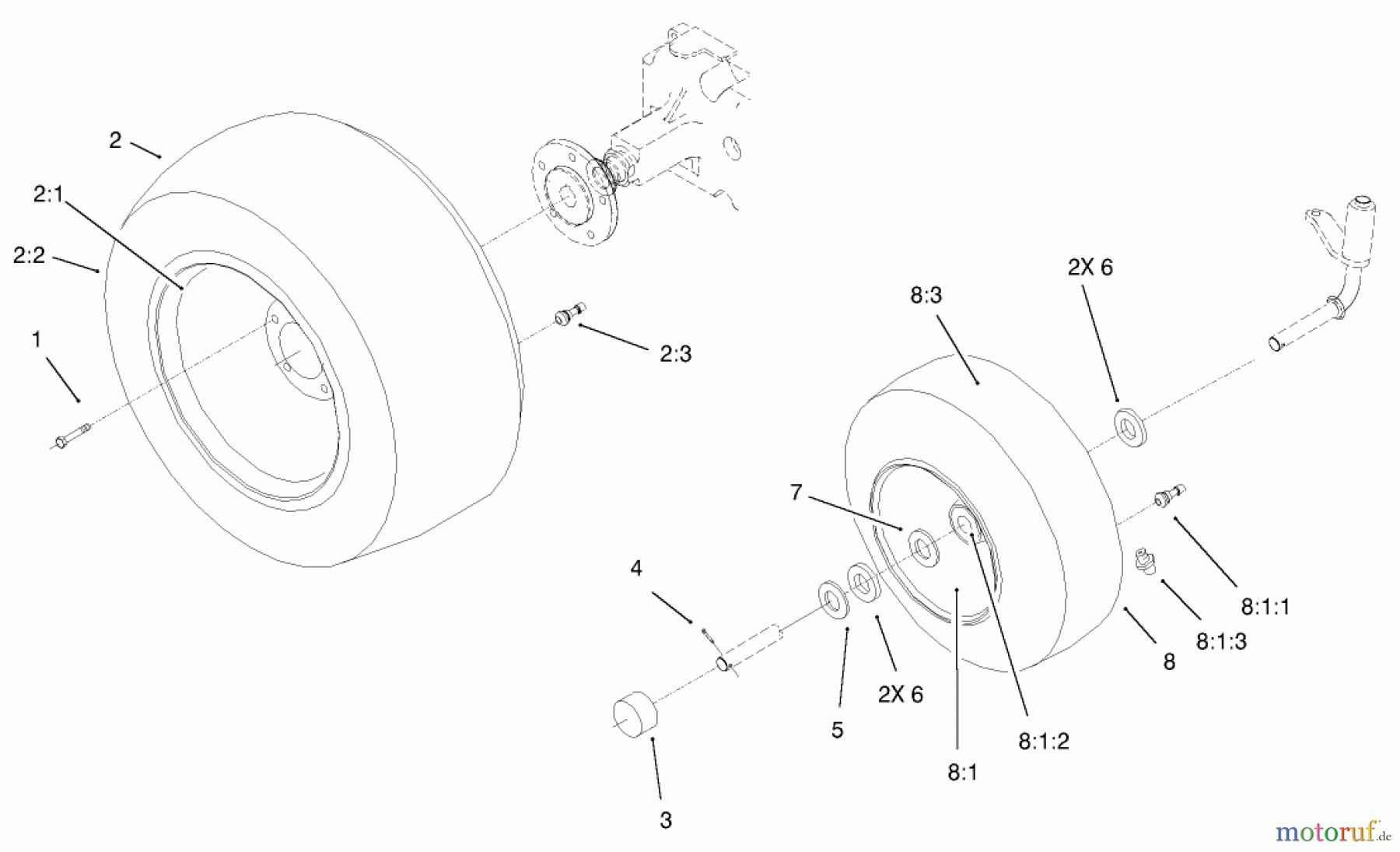  Toro Neu Mowers, Lawn & Garden Tractor Seite 1 73450 (315-8) - Toro 315-8 Garden Tractor, 2002 (220000001-220999999) WHEEL ASSEMBLY