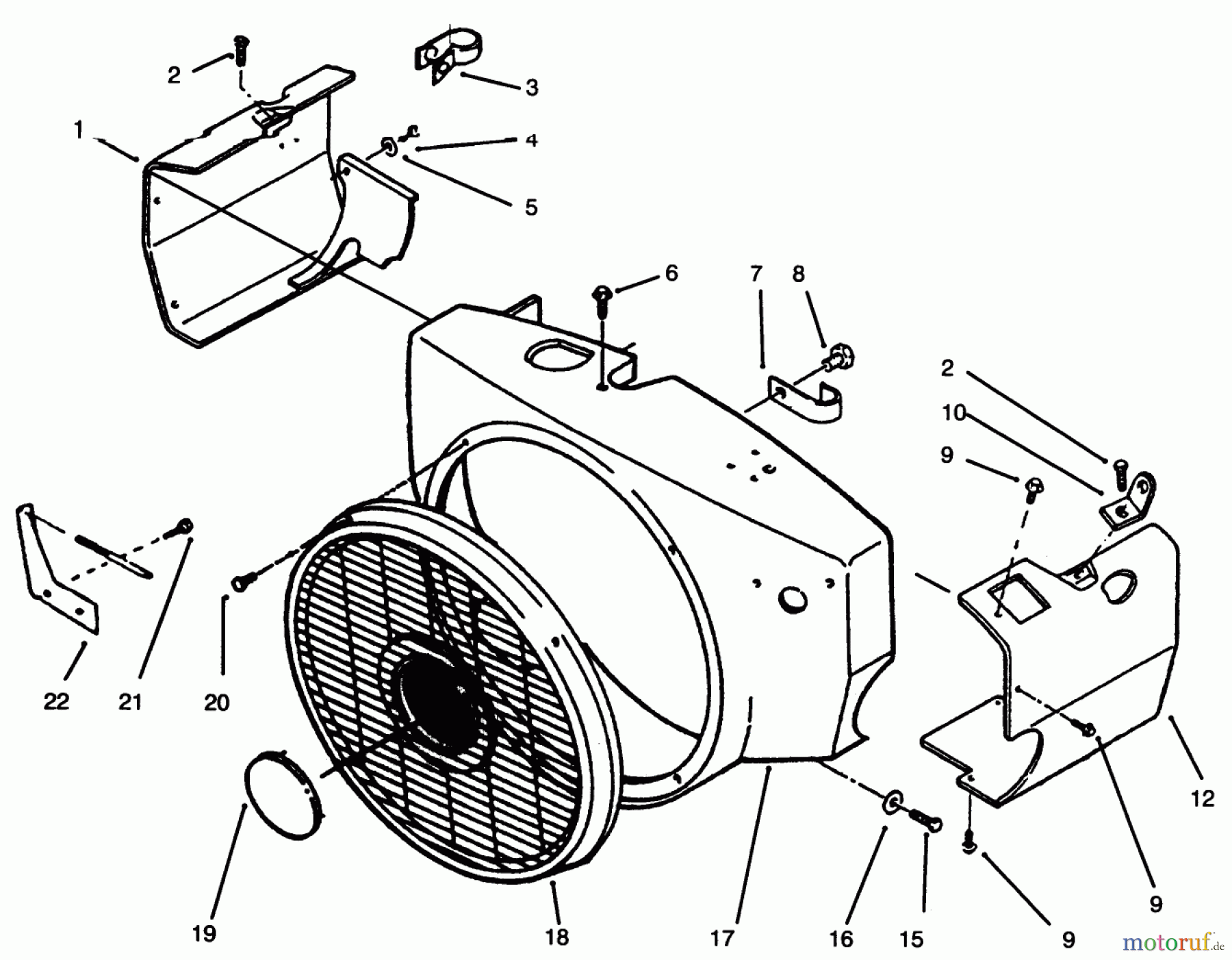  Toro Neu Mowers, Lawn & Garden Tractor Seite 1 73501 (520-H) - Toro 520-H Garden Tractor, 1995 (59002869-59002946) BLOWER HOUSING