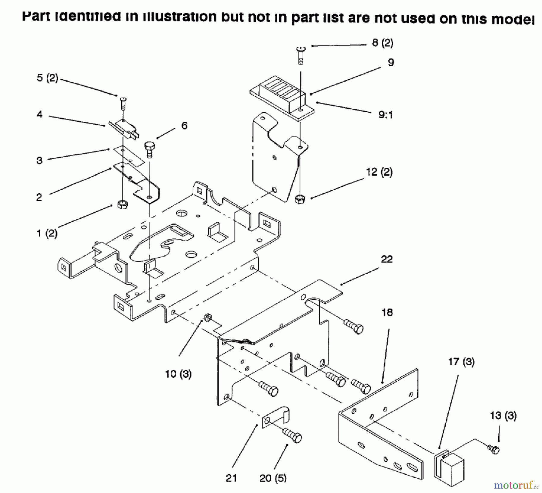  Toro Neu Mowers, Lawn & Garden Tractor Seite 1 73502 (520-H) - Toro 520-H Garden Tractor, 1996 (6900001-6999999) FRONT PLATE, RELAYS