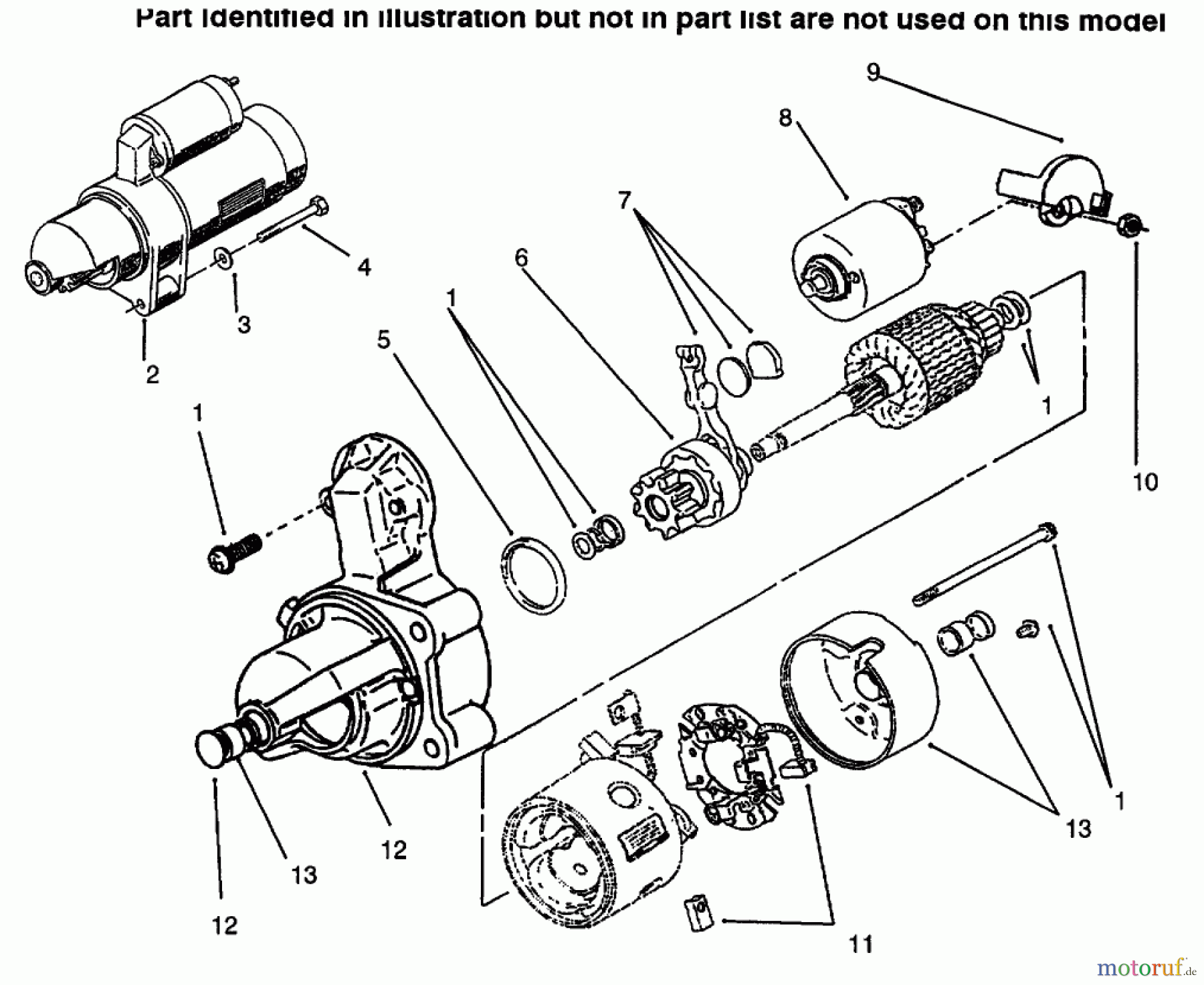  Toro Neu Mowers, Lawn & Garden Tractor Seite 1 73502 (520-H) - Toro 520-H Garden Tractor, 1996 (6900001-6999999) STARTER