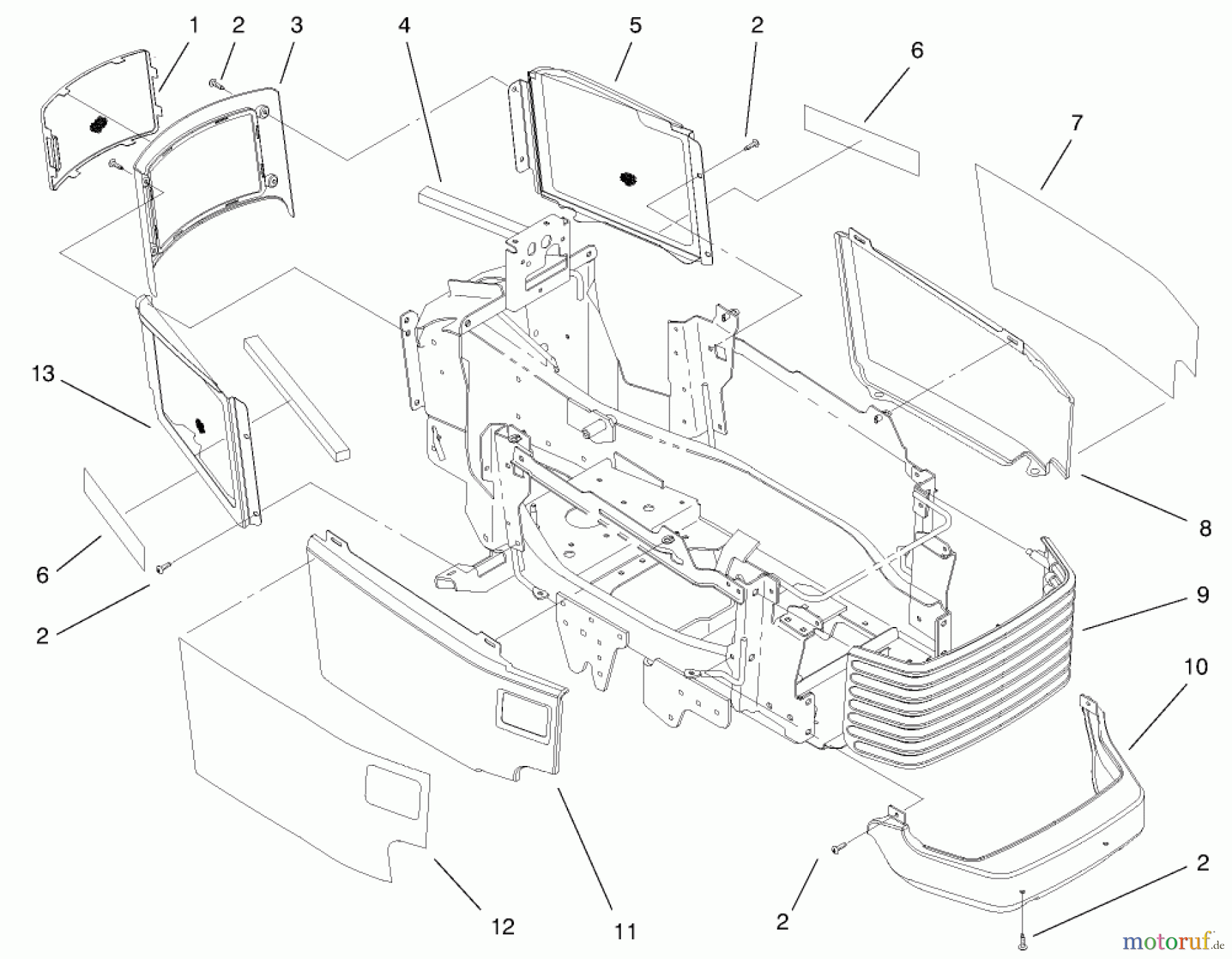  Toro Neu Mowers, Lawn & Garden Tractor Seite 1 73547 (520Lxi) - Toro 520Lxi Garden Tractor, 2000 (200000001-200000241) GRILL & SIDE PANELS ASSEMBLY