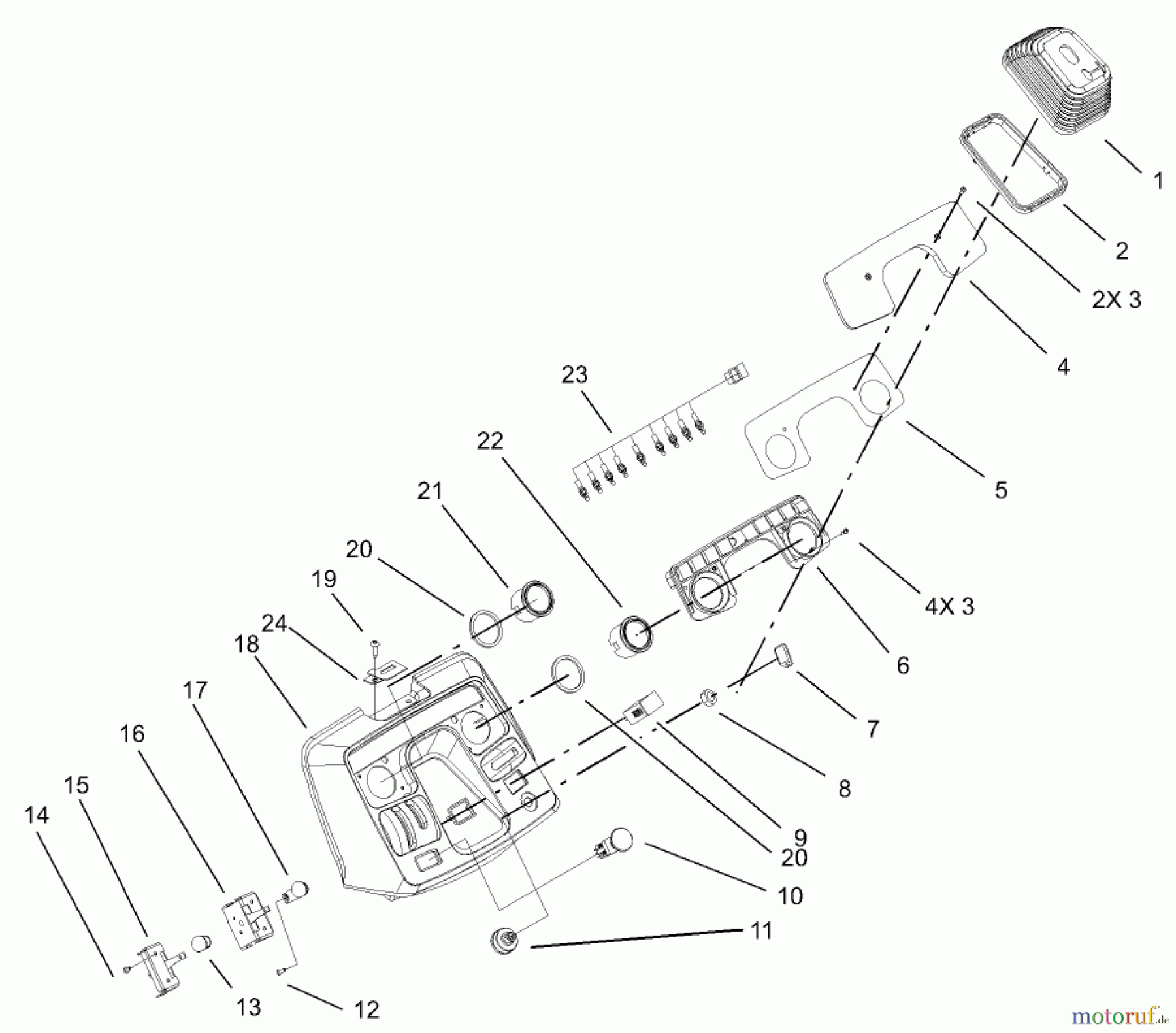  Toro Neu Mowers, Lawn & Garden Tractor Seite 1 73570 (520xi) - Toro 520xi Garden Tractor, 2003 (230000001-230999999) DASH ASSEMBLY