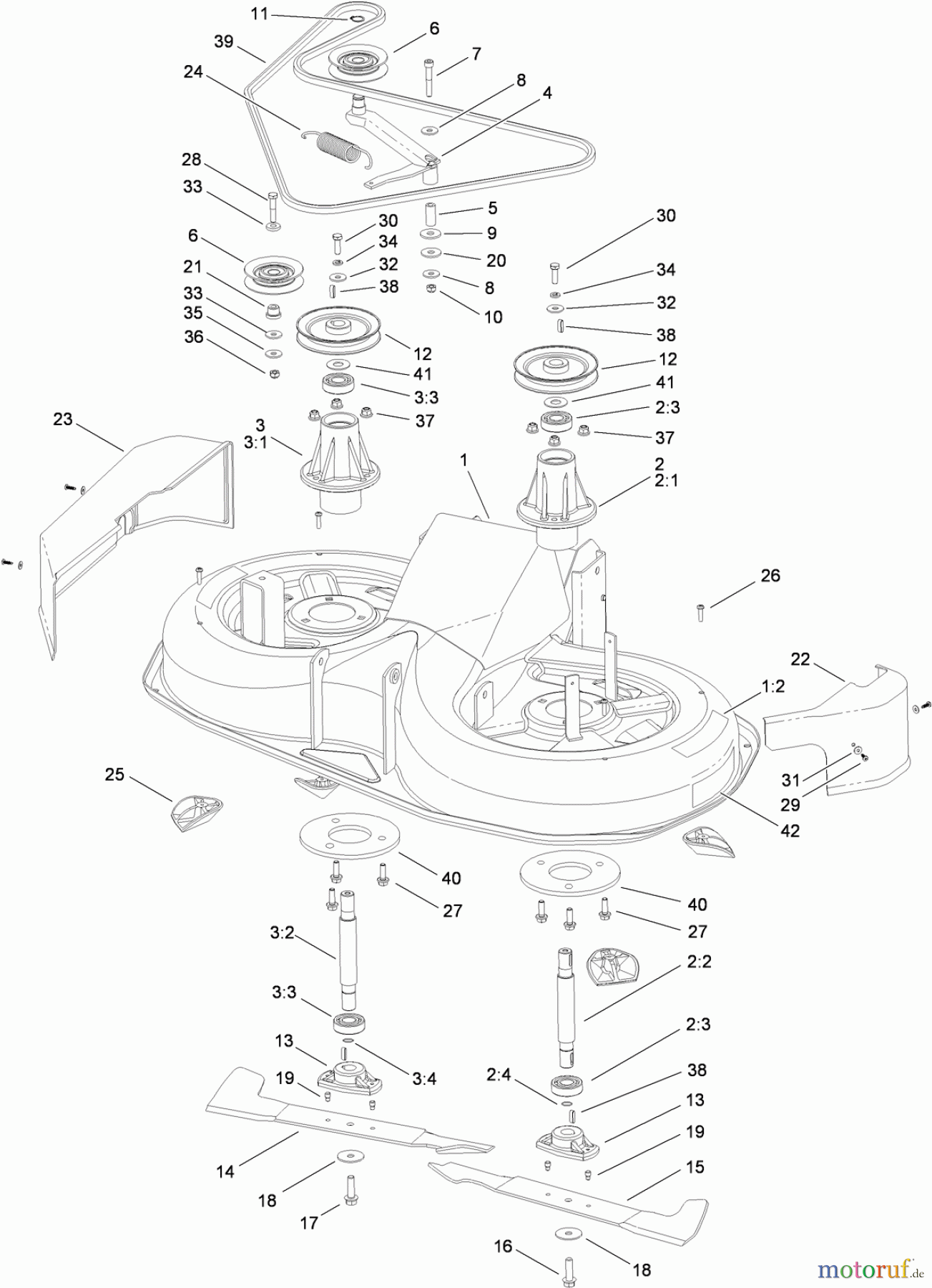  Toro Neu Mowers, Lawn & Garden Tractor Seite 1 74560 (DH 140) - Toro DH 140 Lawn Tractor, 2010 (310000001-310999999) 92CM DECK ASSEMBLY