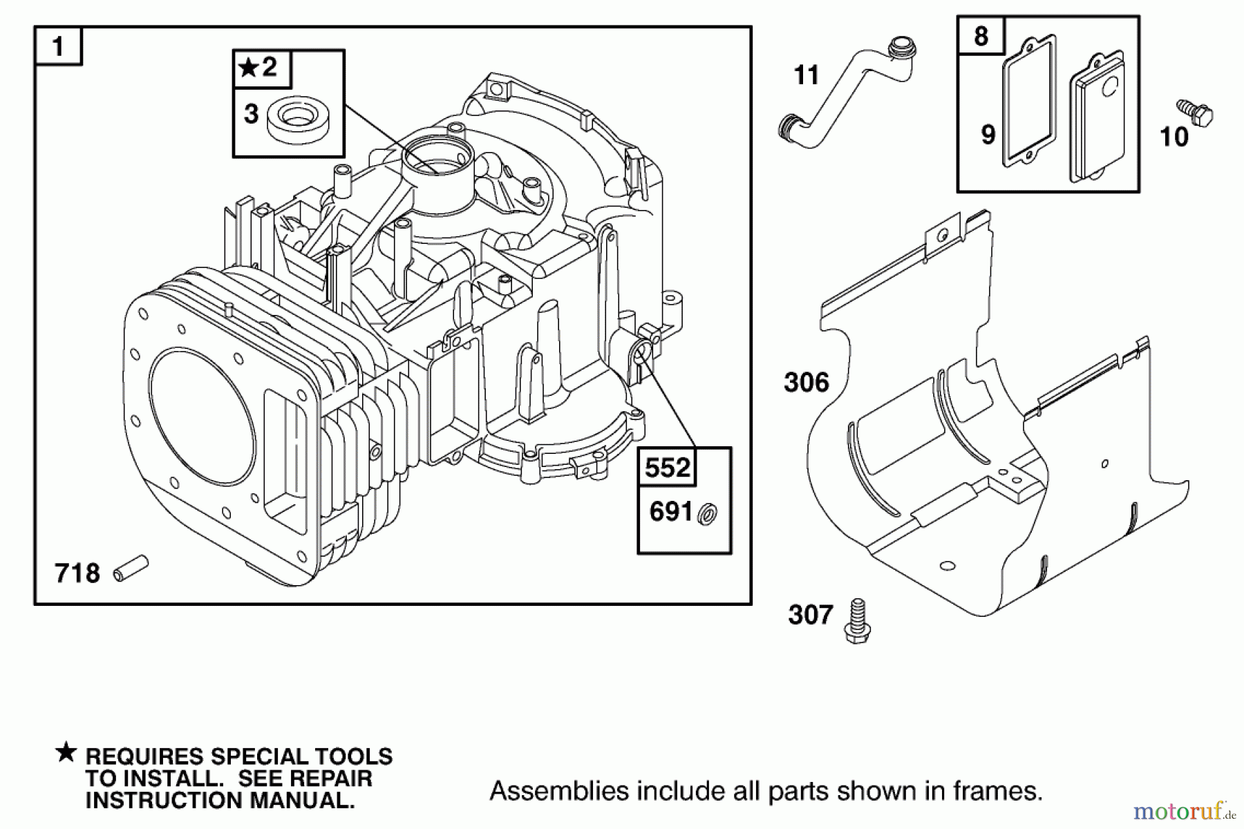  Toro Neu Mowers, Lawn & Garden Tractor Seite 1 74570 (170-DH) - Toro 170-DH Lawn Tractor, 2001 (210000001-210999999) CYLINDER ASSEMBLY ENGINE BRIGGS AND STRATTON MODEL 311777-0151-E1 #1