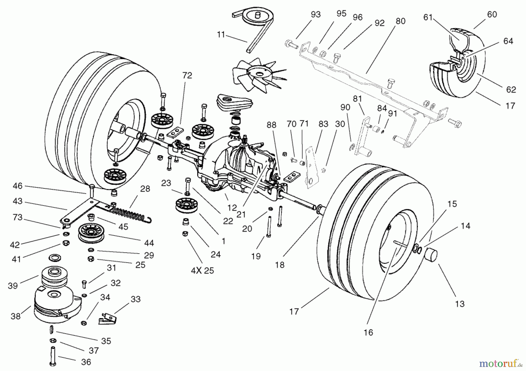  Toro Neu Mowers, Lawn & Garden Tractor Seite 1 74570 (170-DH) - Toro 170-DH Lawn Tractor, 2002 (220000001-220999999) TRANSMISSION DRIVE ASSEMBLY