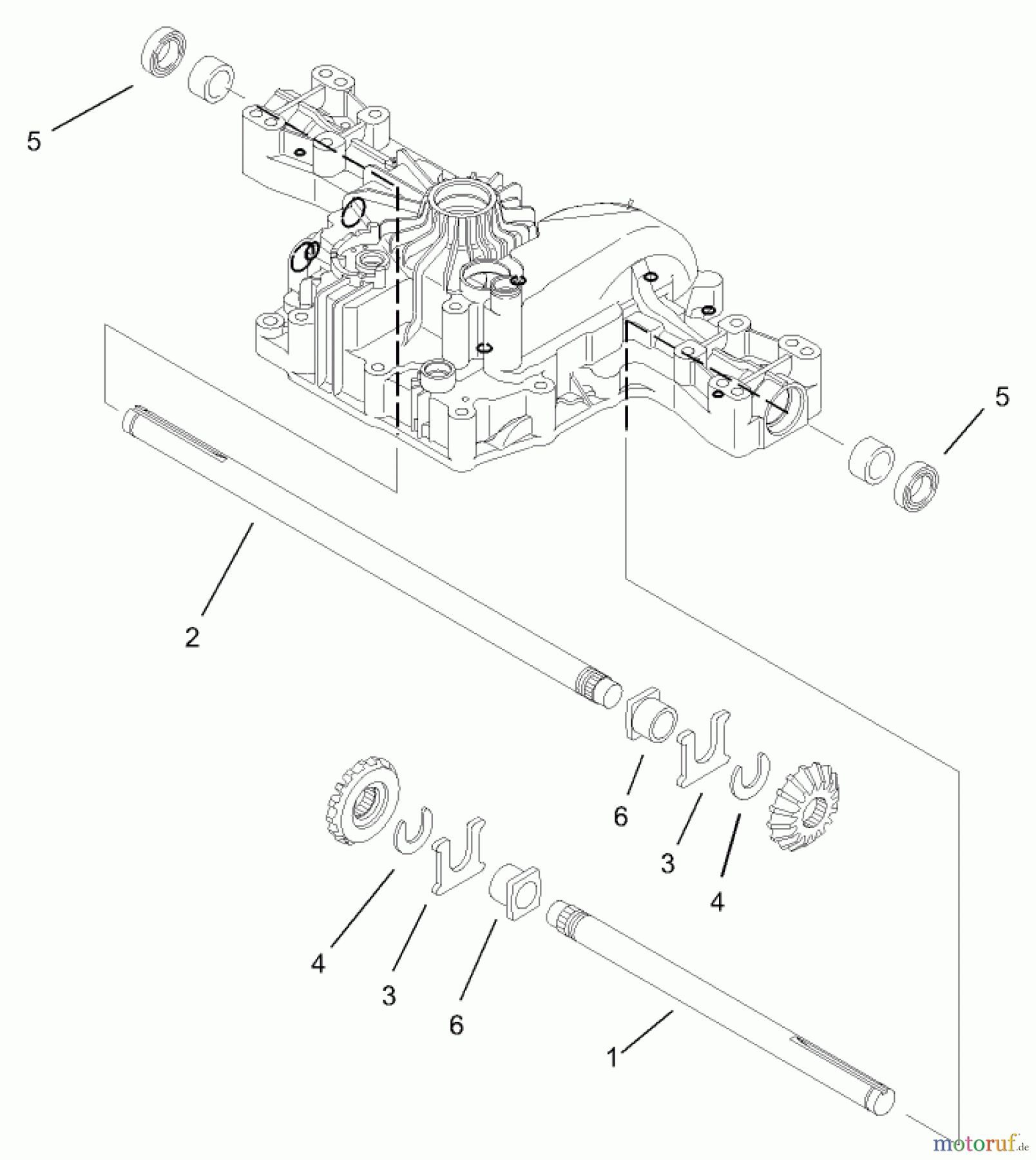  Toro Neu Mowers, Lawn & Garden Tractor Seite 1 74570 (DH 210) - Toro DH 210 Lawn Tractor, 2005 (250000001-250999999) AXLE SHAFT ASSEMBLY TRANSMISSION ASSEMBLY NO. 104-2889