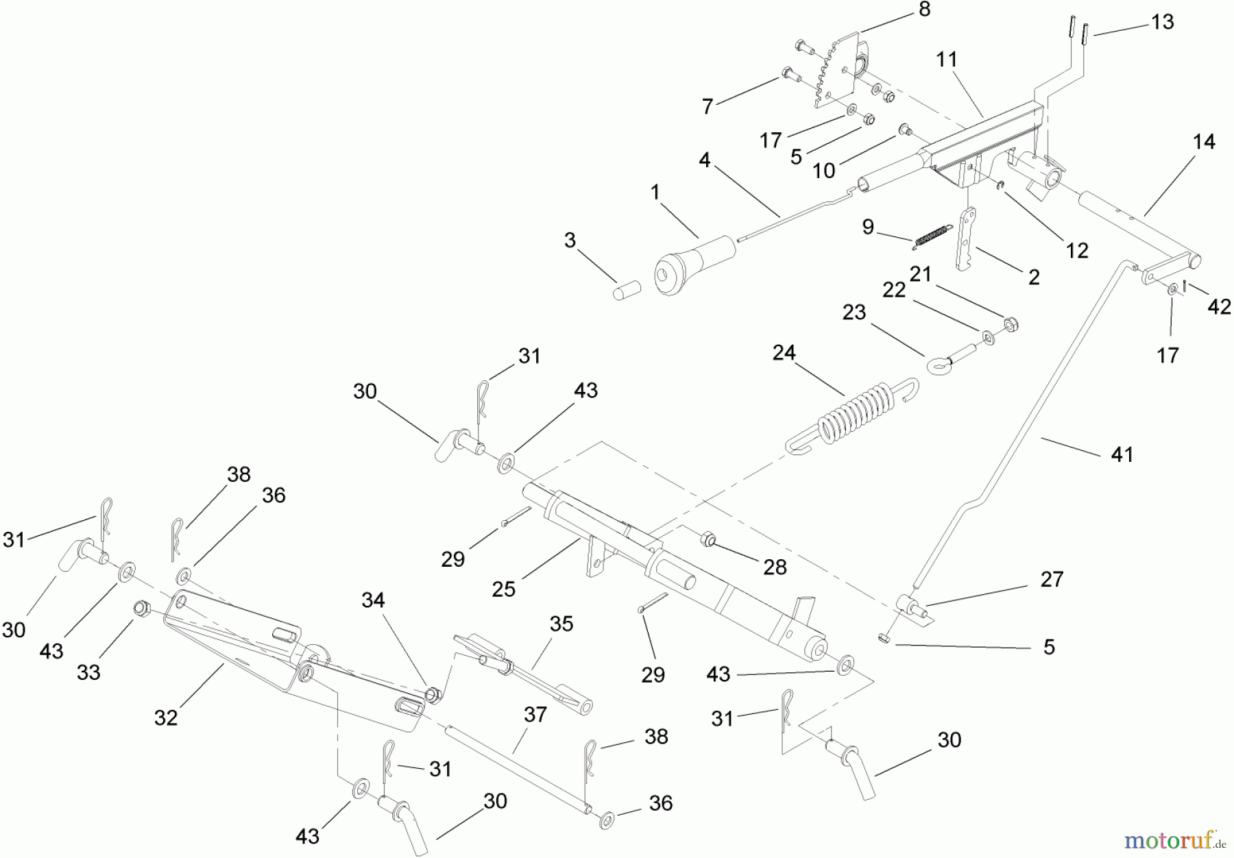  Toro Neu Mowers, Lawn & Garden Tractor Seite 1 74570 (DH 210) - Toro DH 210 Lawn Tractor, 2005 (250000001-250999999) MOWER LIFT ASSEMBLY