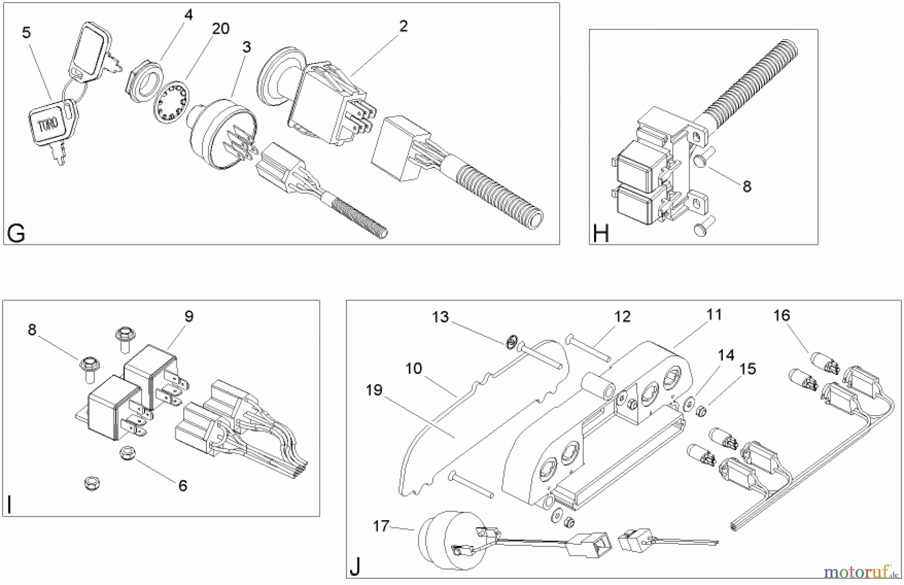  Toro Neu Mowers, Lawn & Garden Tractor Seite 1 74570 (DH 210) - Toro DH 210 Lawn Tractor, 2006 (260000001-260999999) ELECTRICAL SWITCH NO. 2 ASSEMBLY