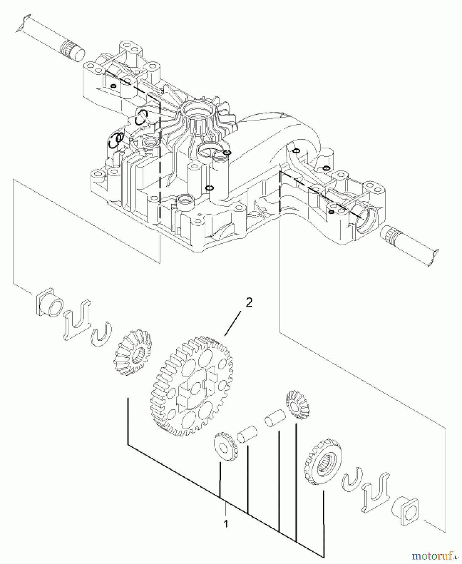  Toro Neu Mowers, Lawn & Garden Tractor Seite 1 74571 (150-DH) - Toro 150-DH Lawn Tractor, 2004 (240000001-240999999) DIFFERENTIAL GEAR ASSEMBLY TRANSMISSION ASSEMBLY NO. 104-2889