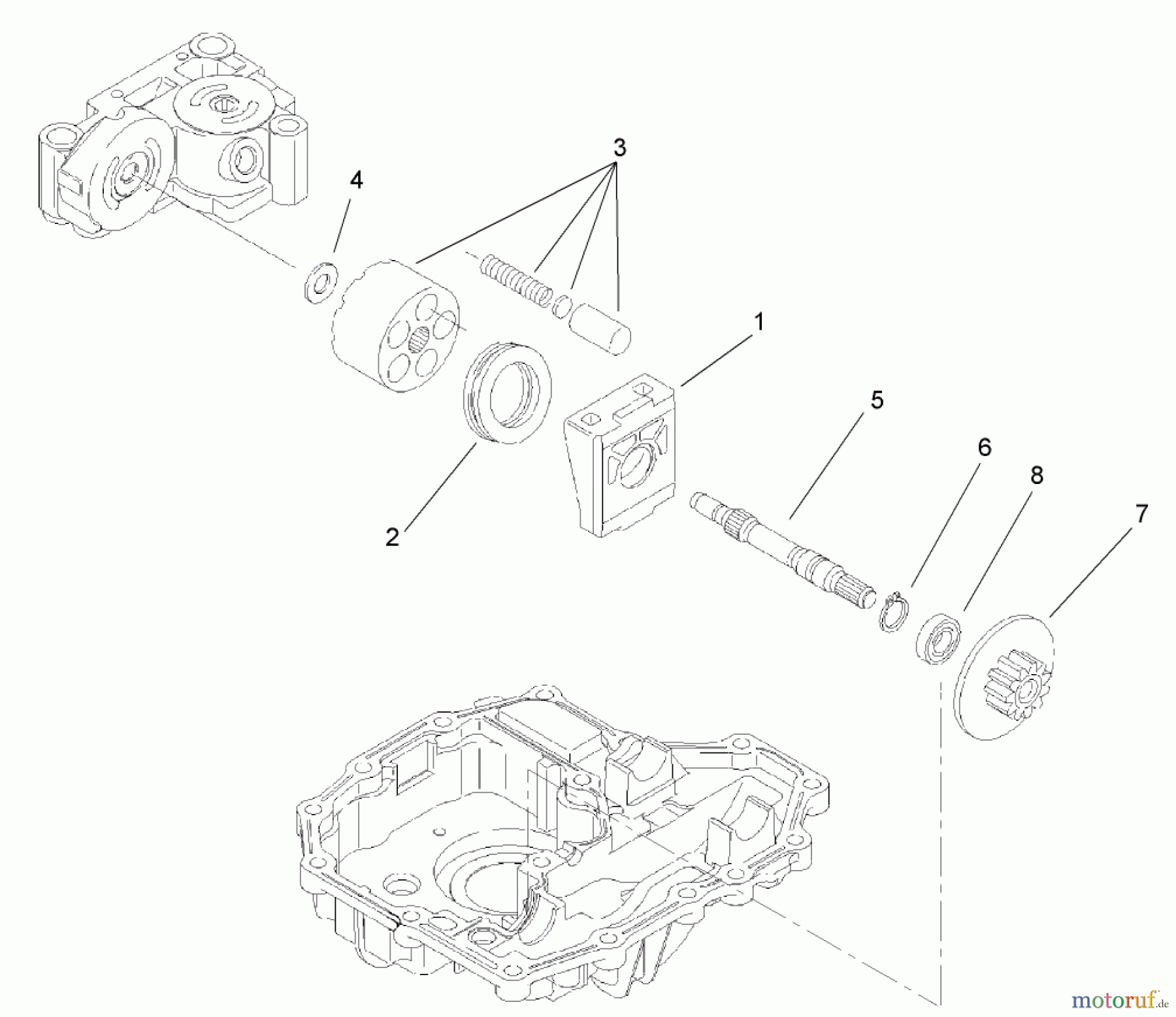  Toro Neu Mowers, Lawn & Garden Tractor Seite 1 74571 (DH 200) - Toro DH 200 Lawn Tractor, 2006 (260000001-260999999) MOTOR SHAFT ASSEMBLY TRANSMISSION ASSEMBLY NO. 104-2889