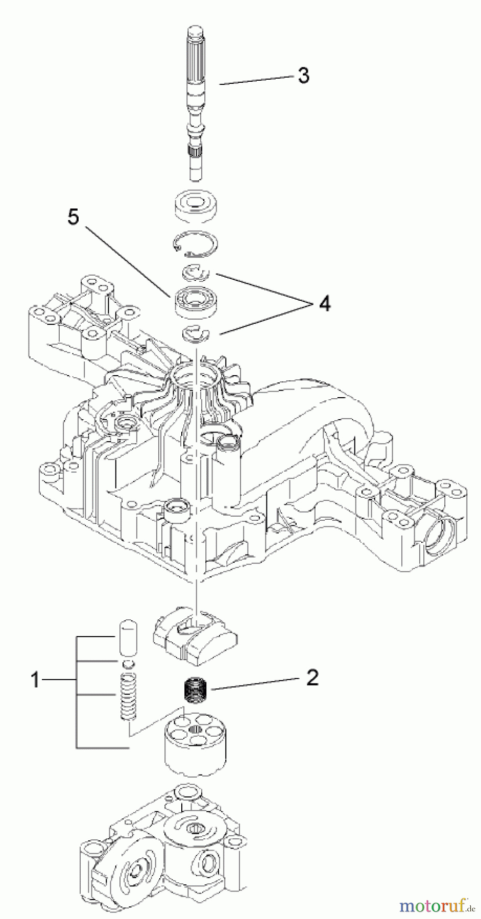  Toro Neu Mowers, Lawn & Garden Tractor Seite 1 74571 (DH 200) - Toro DH 200 Lawn Tractor, 2006 (260000001-260999999) PUMP SHAFT ASSEMBLY TRANSMISSION ASSEMBLY NO. 104-2889