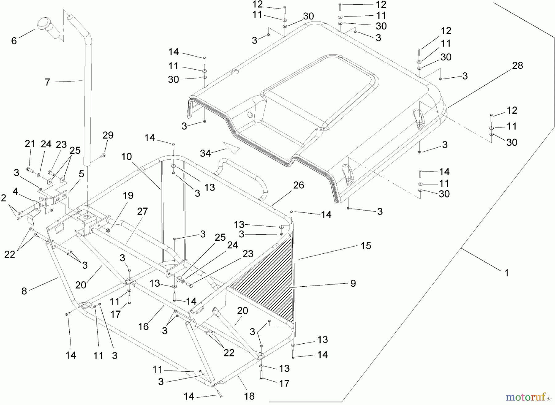  Toro Neu Mowers, Lawn & Garden Tractor Seite 1 74573 (DH 200) - Toro DH 200 Lawn Tractor, 2009 (290000481-290999999) GRASS COLLECTOR ASSEMBLY