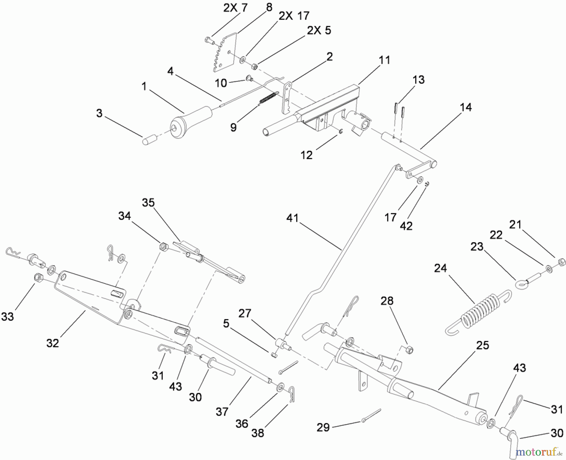  Toro Neu Mowers, Lawn & Garden Tractor Seite 1 74573 (DH 200) - Toro DH 200 Lawn Tractor, 2009 (290000481-290999999) MOWER LIFT ASSEMBLY