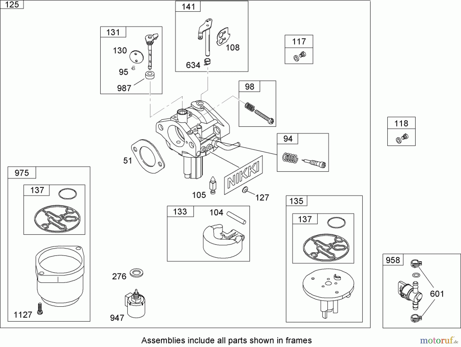  Toro Neu Mowers, Lawn & Garden Tractor Seite 1 74582 (DH 210) - Toro DH 210 Lawn Tractor, 2008 (280000001-280999999) CARBURETOR ASSEMBLY (NIKKI) BRIGGS AND STRATTON MODEL 31G777-0130-E1