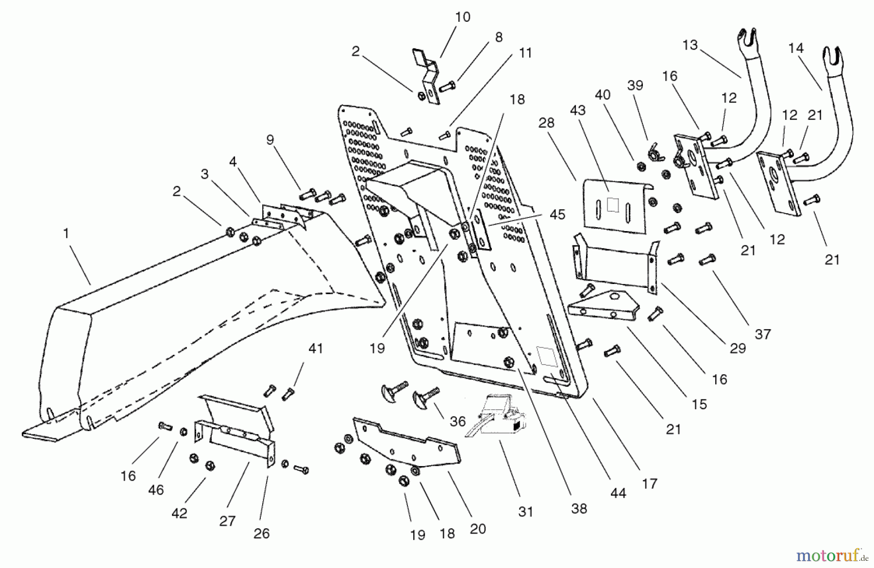  Toro Neu Mowers, Lawn & Garden Tractor Seite 1 74590 (190-DH) - Toro 190-DH Lawn Tractor, 2001 (210000001-210999999) CHUTE-COLLECTOR ASSEMBLY