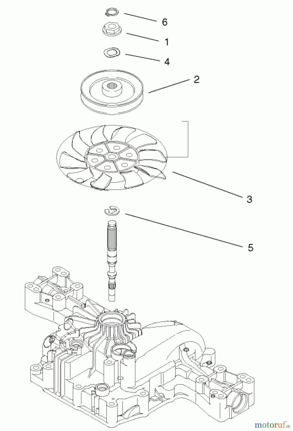  Toro Neu Mowers, Lawn & Garden Tractor Seite 1 74590 (190-DH) - Toro 190-DH Lawn Tractor, 2001 (210000001-210999999) FAN PULLEY ASSEMBLY