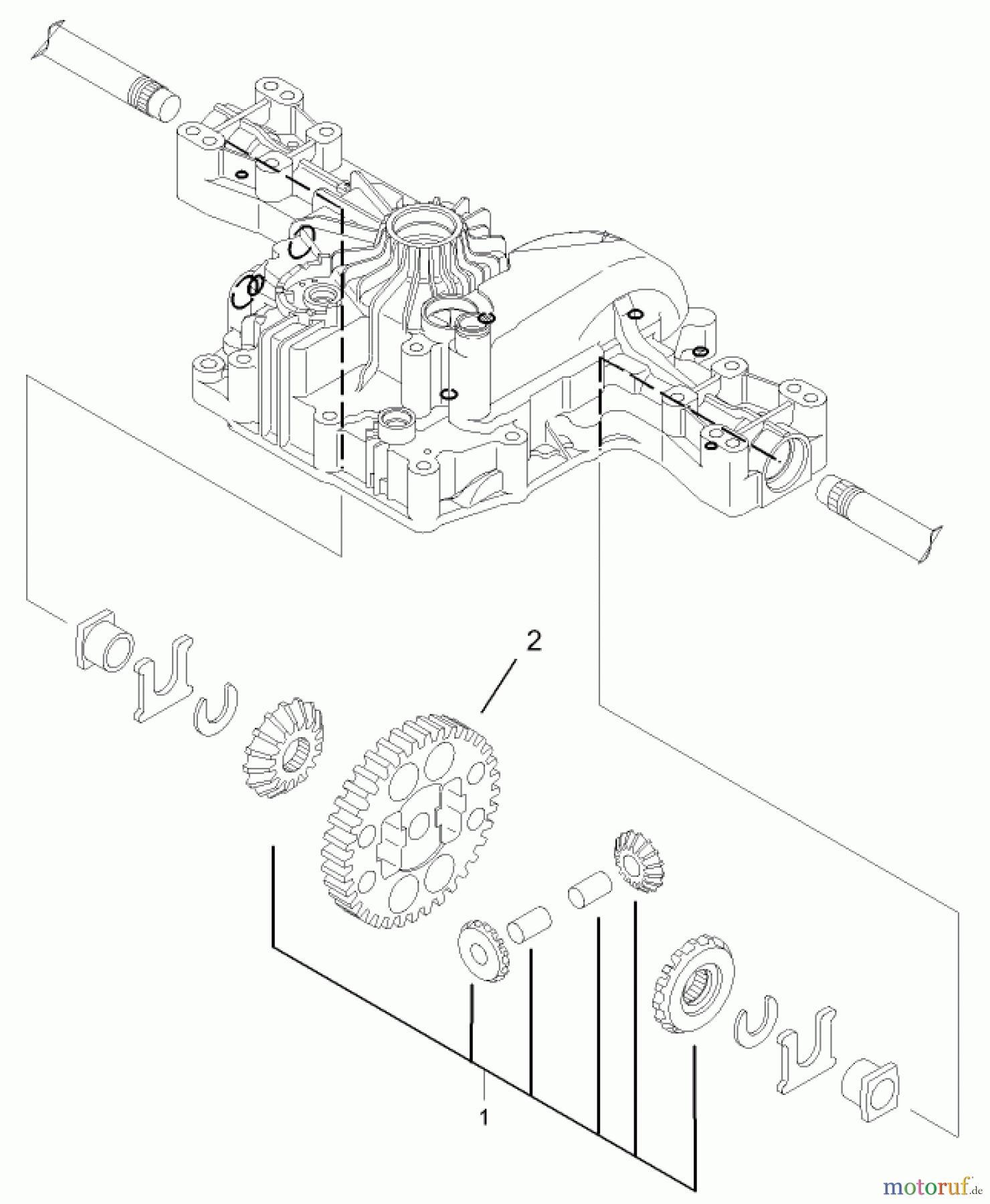  Toro Neu Mowers, Lawn & Garden Tractor Seite 1 74590 (190-DH) - Toro 190-DH Lawn Tractor, 2003 (230000001-230999999) DIFFERENTIAL GEAR ASSEMBLY