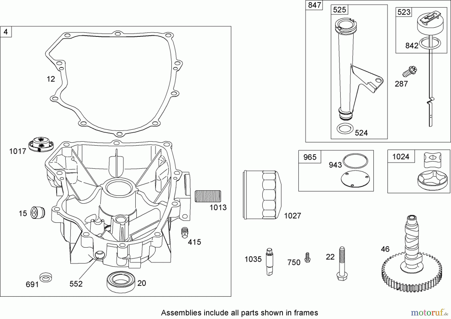  Toro Neu Mowers, Lawn & Garden Tractor Seite 1 74592 (DH 220) - Toro DH 220 Lawn Tractor, 2008 (280000001-280000528) CRANKCASE ASSEMBLY BRIGGS AND STRATTON 441677-0136-E1